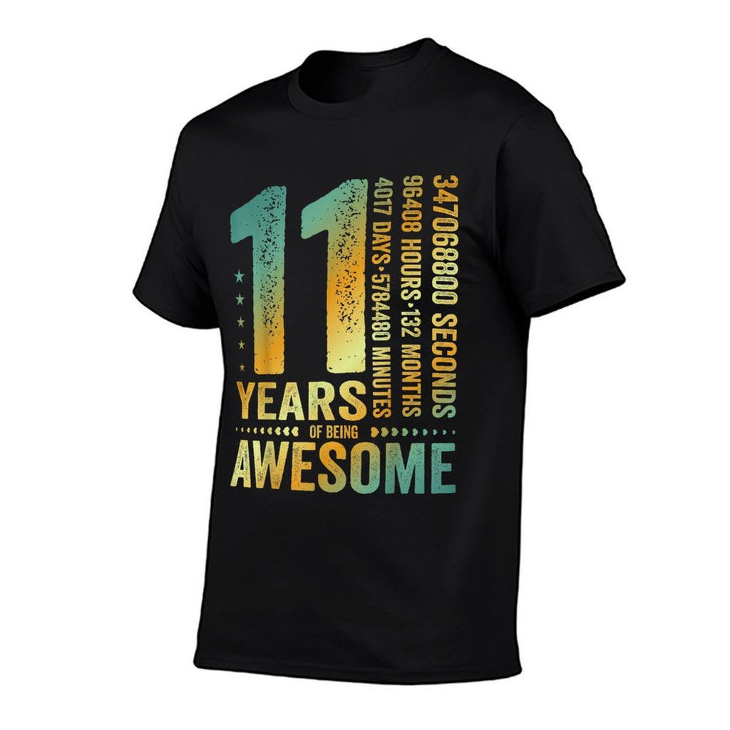 Vintage 11th Birthday 132 Months 11 Years Old Being Awesome  Trendy Pattern T-Shirt