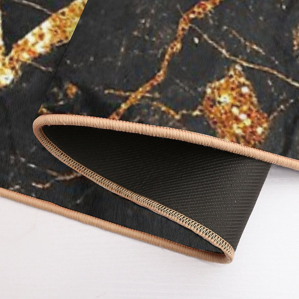 Faux Black Marble with Gold Glitter Veins  Non-Slip Bath Mat