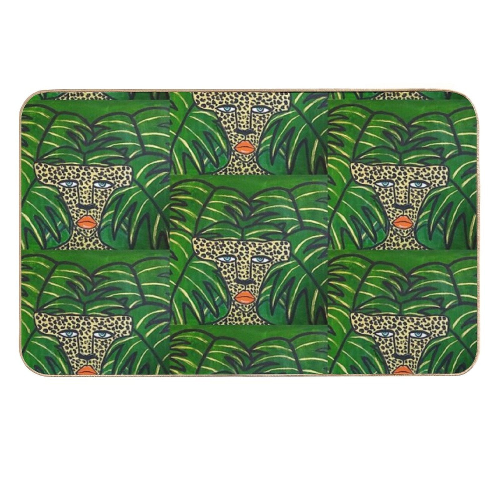 Cheetah On Green Leaves  Pet-Safe Bath Mat