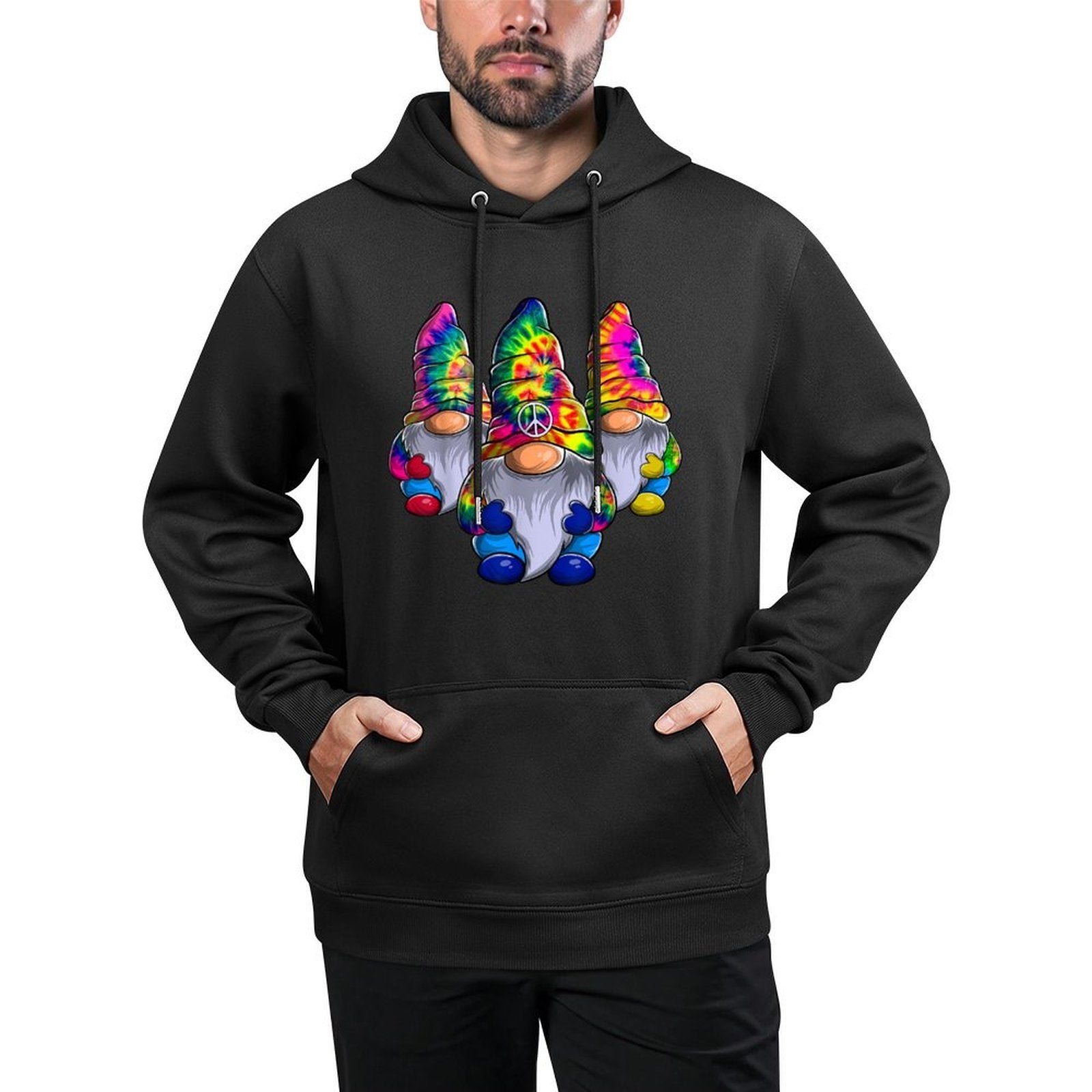 Three Hippie Gnomes Peace Gnome Funny Retro Tie Diy Design Customizable Surface Hoodie