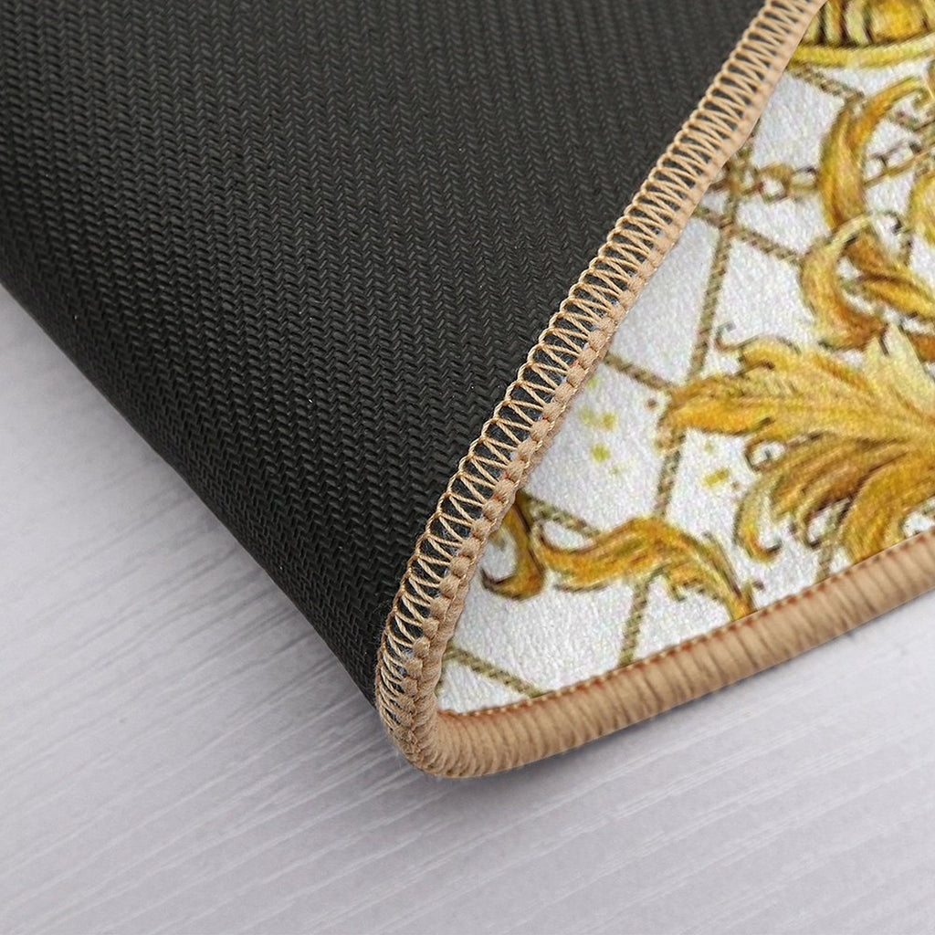 Golden Lion And Damask Ornament.  Non-Slip Bath Mat