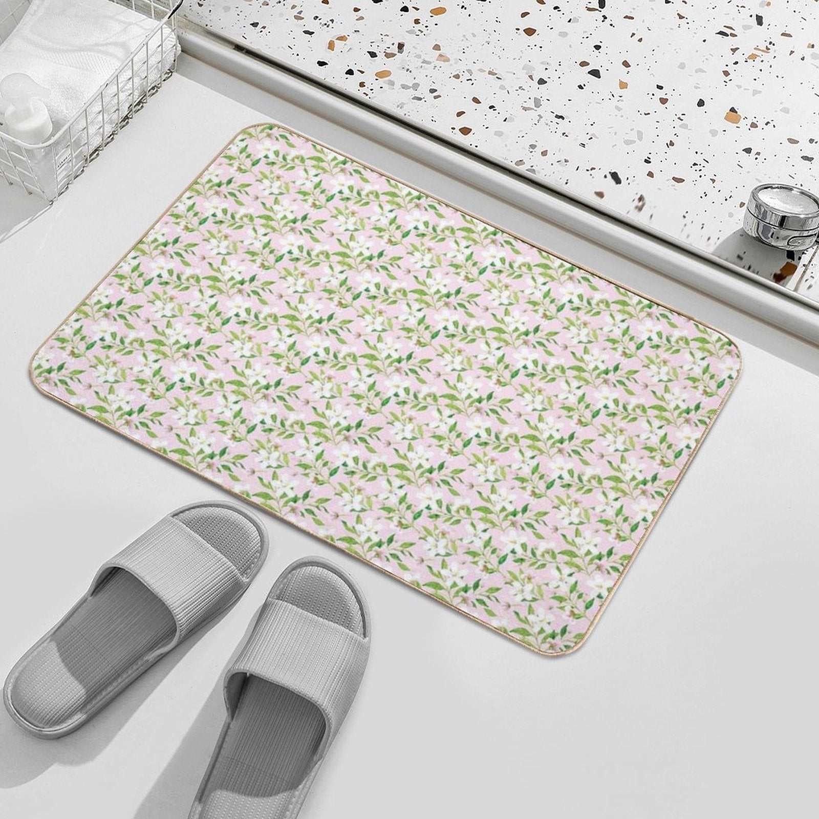 Jasmine Delight Pink  Fade-Resistant Bath Mat