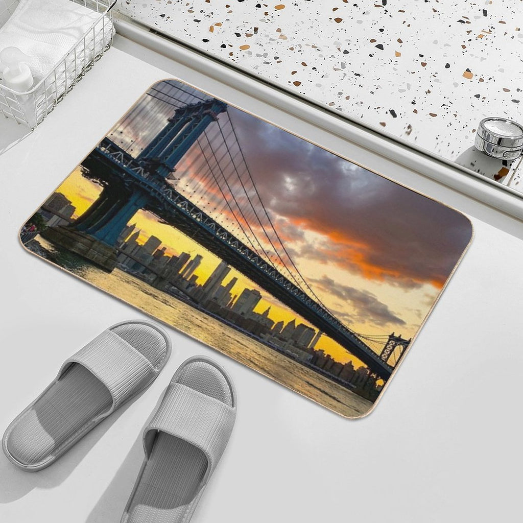 Manhattan Bridge Skyline Sunset Brooklyn New York City  Multi-Purpose Bath Mat