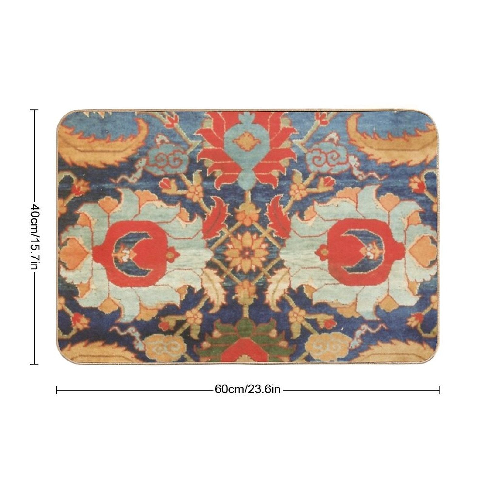 Indian Antique Floral Rug Print  Pet-Safe Bath Mat