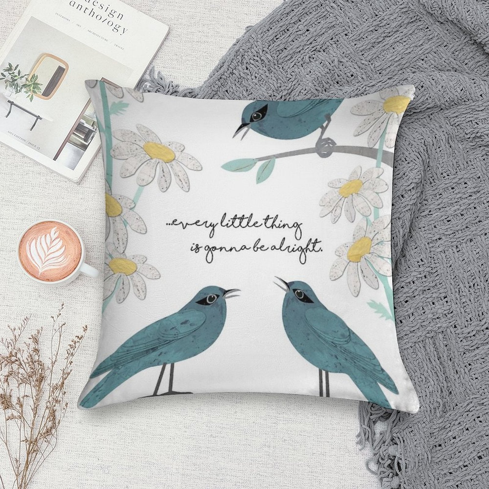 Three Little Birds (Don't Worry About A Thing) Soft Anti-Pilling Throw Pillow