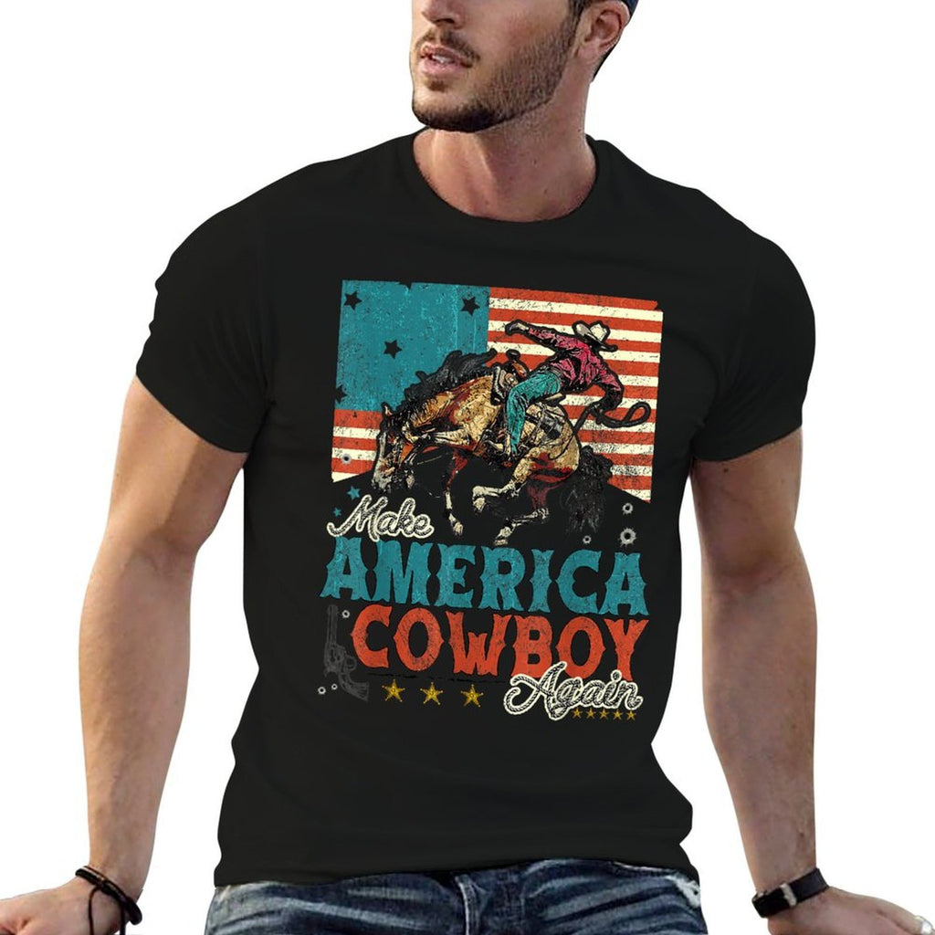 Make America Cowgirl Cowboy Again Western 4th Of July  Eco-friendly Material T-Shirt