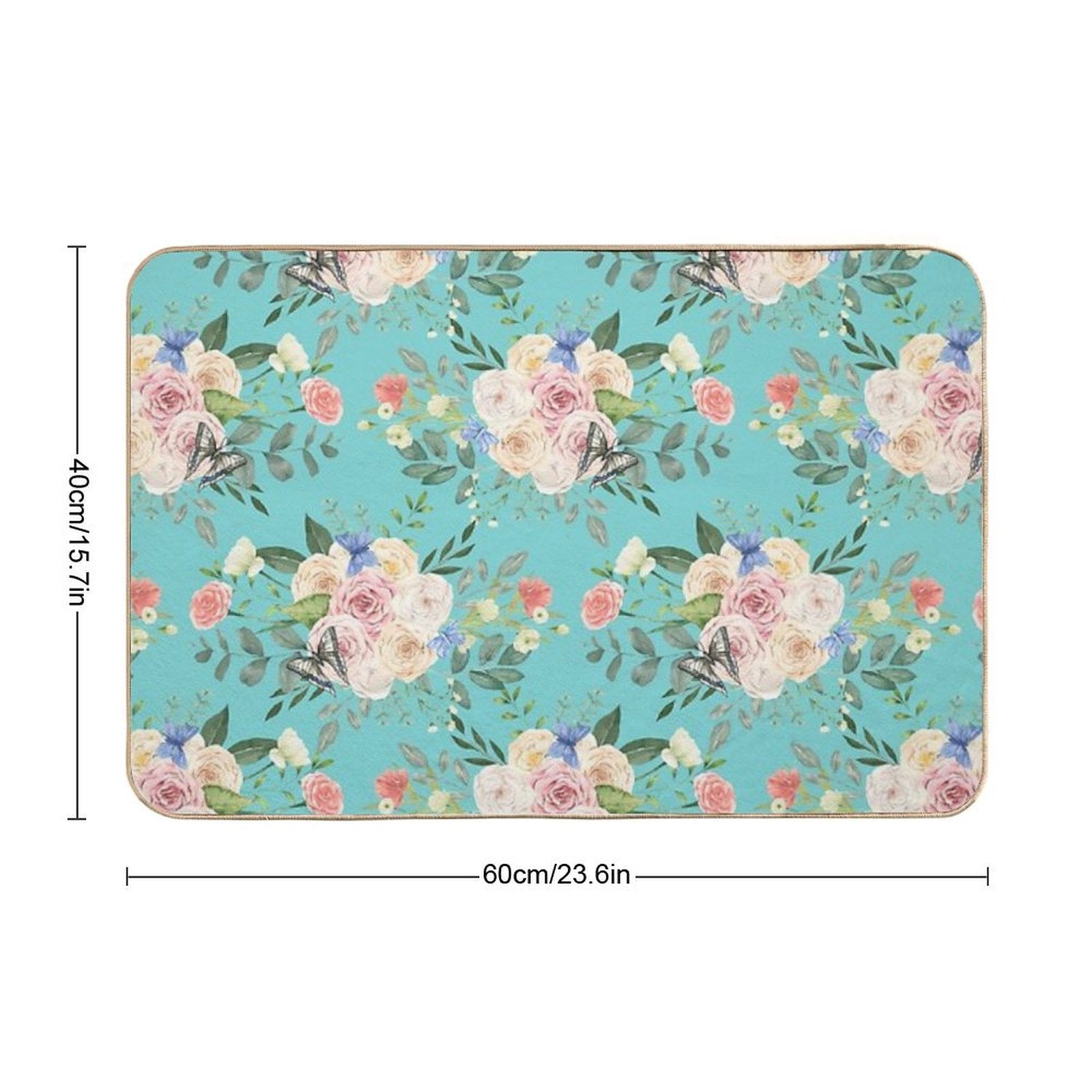 Butterflies,flowers,roses,spring,summer  Repositionable Bath Mat