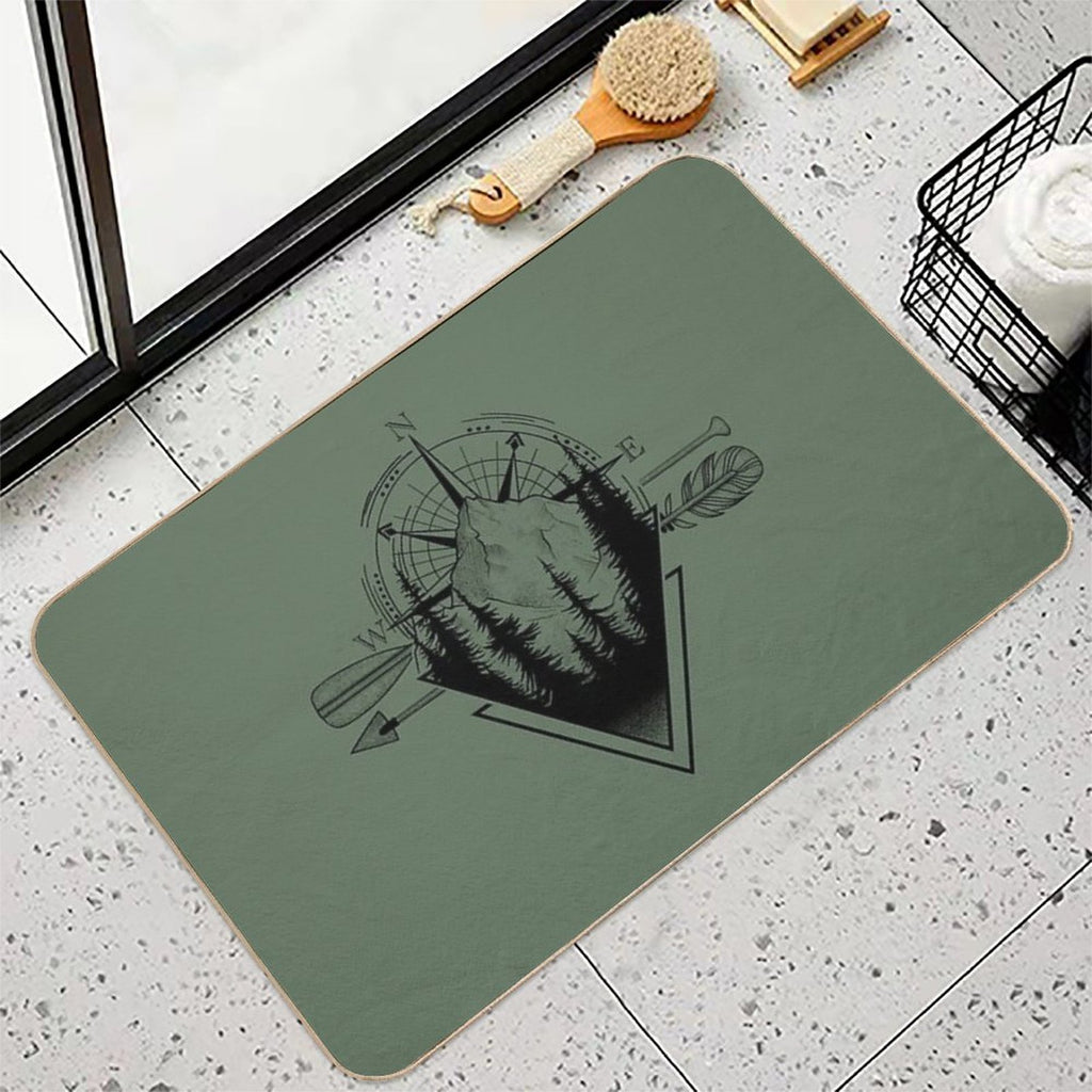Nature Mountain Compass Geometric Graphics Shirt  Pet-Safe Bath Mat