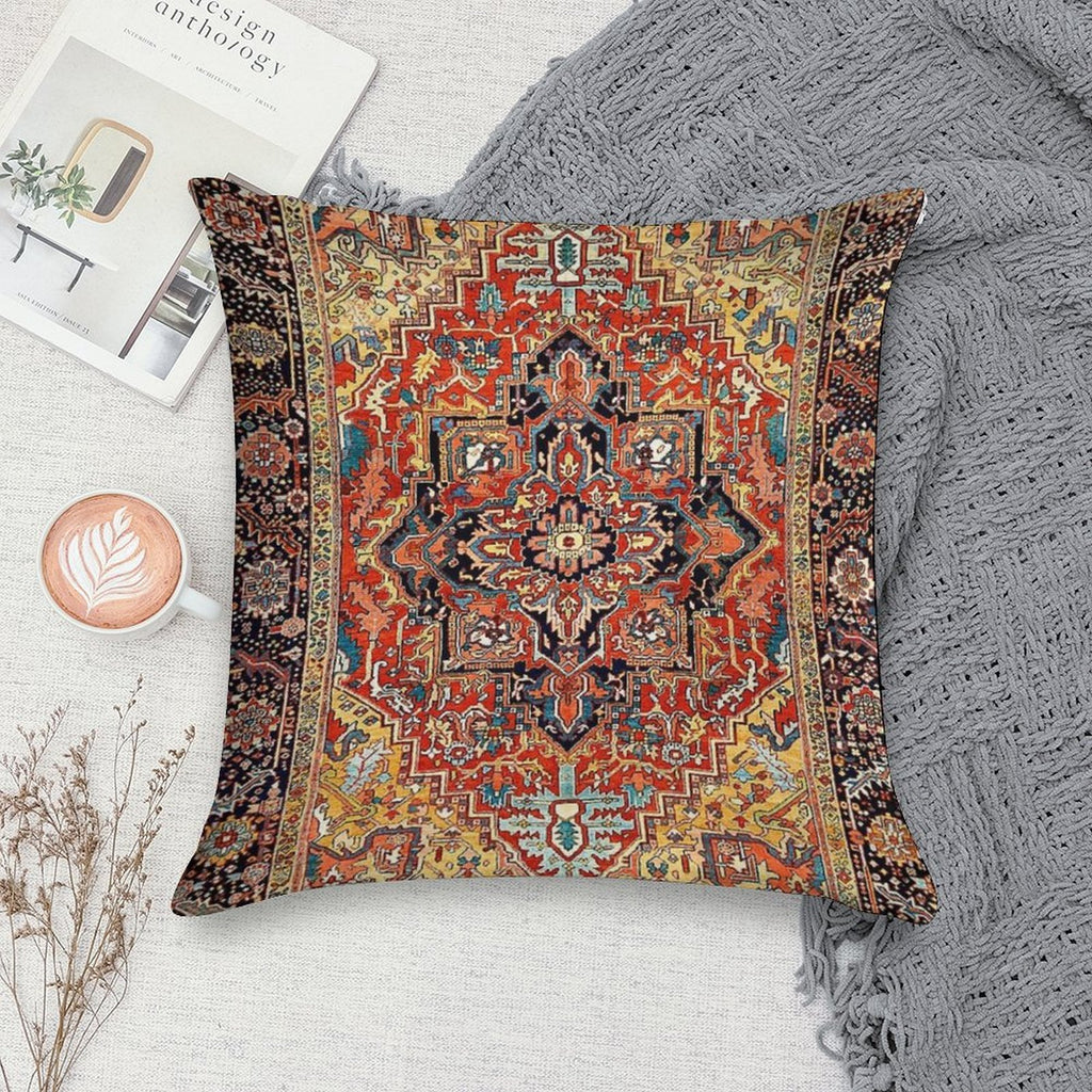Heriz Persian Carpet Print Soft Ultra-Soft Texture Throw Pillow