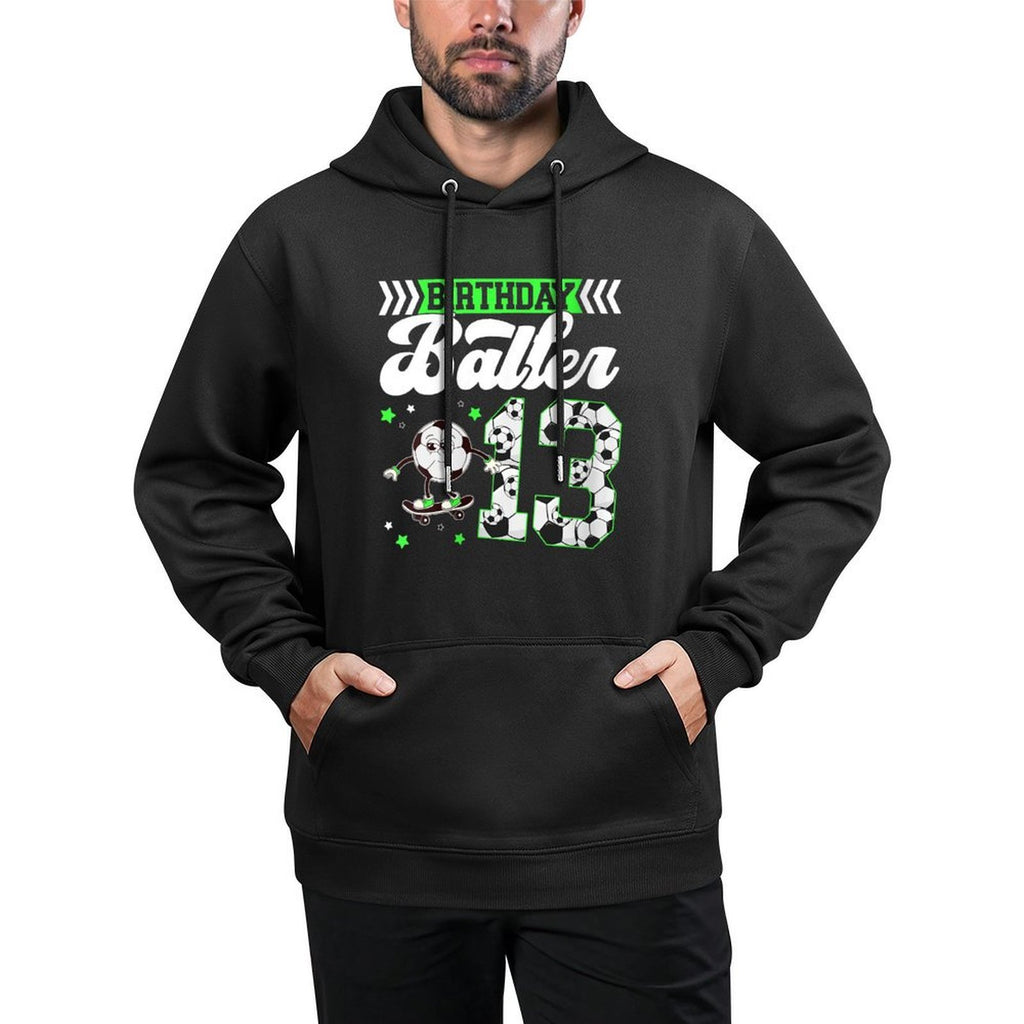 Womens 13th Soccer Birthday Party Thirteen Year Old Soccer Player Customizable Surface Hoodie