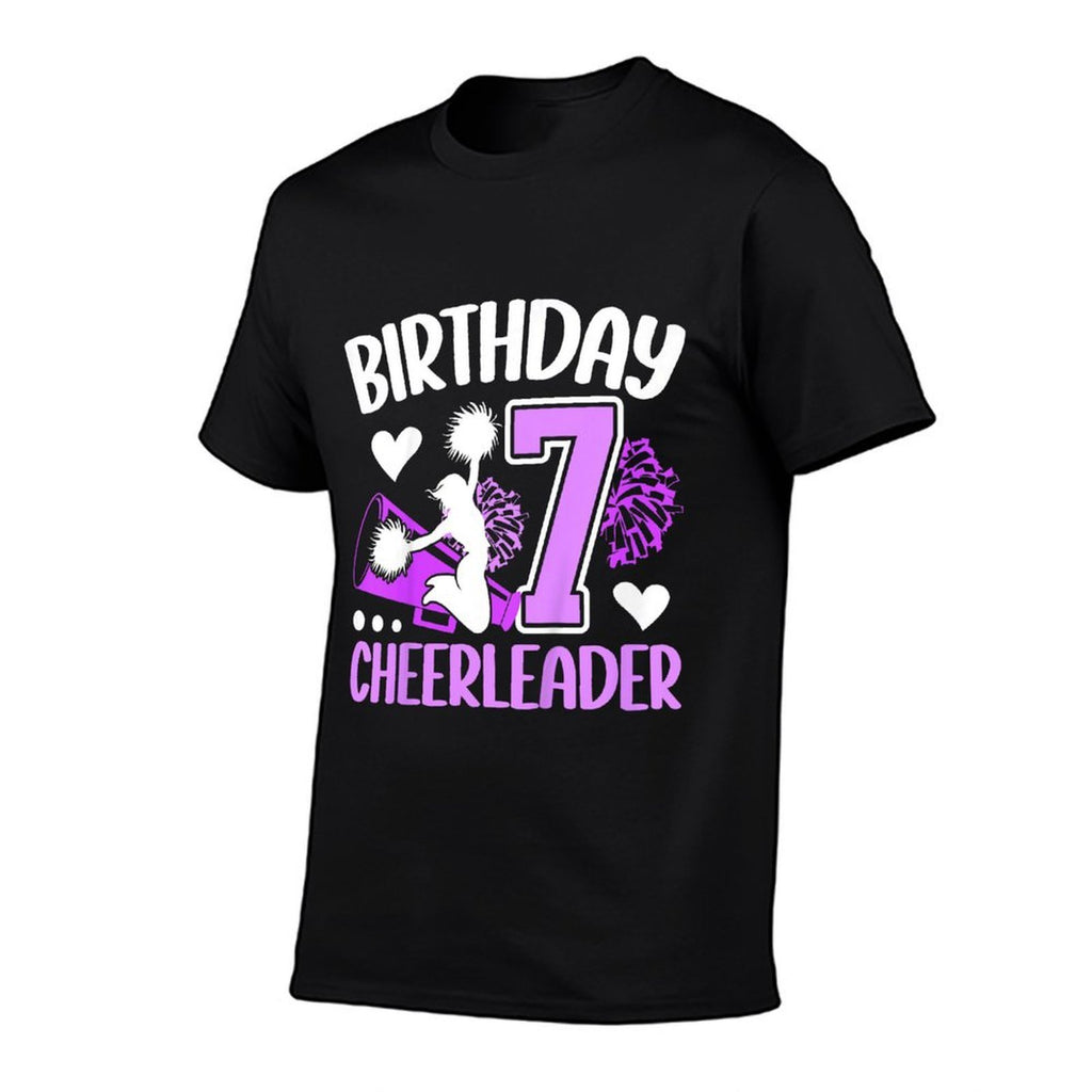 Kids 7th Cheer Birthday Party Seven Year Old Cheer Girl  Oversized Silhouette T-Shirt