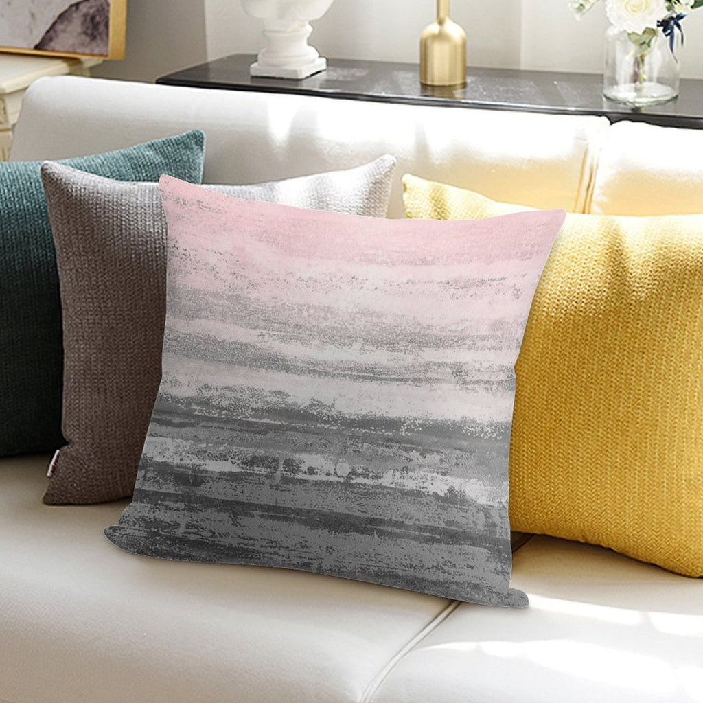Pink Gray Landscape Soft Decorative Cover Throw Pillow