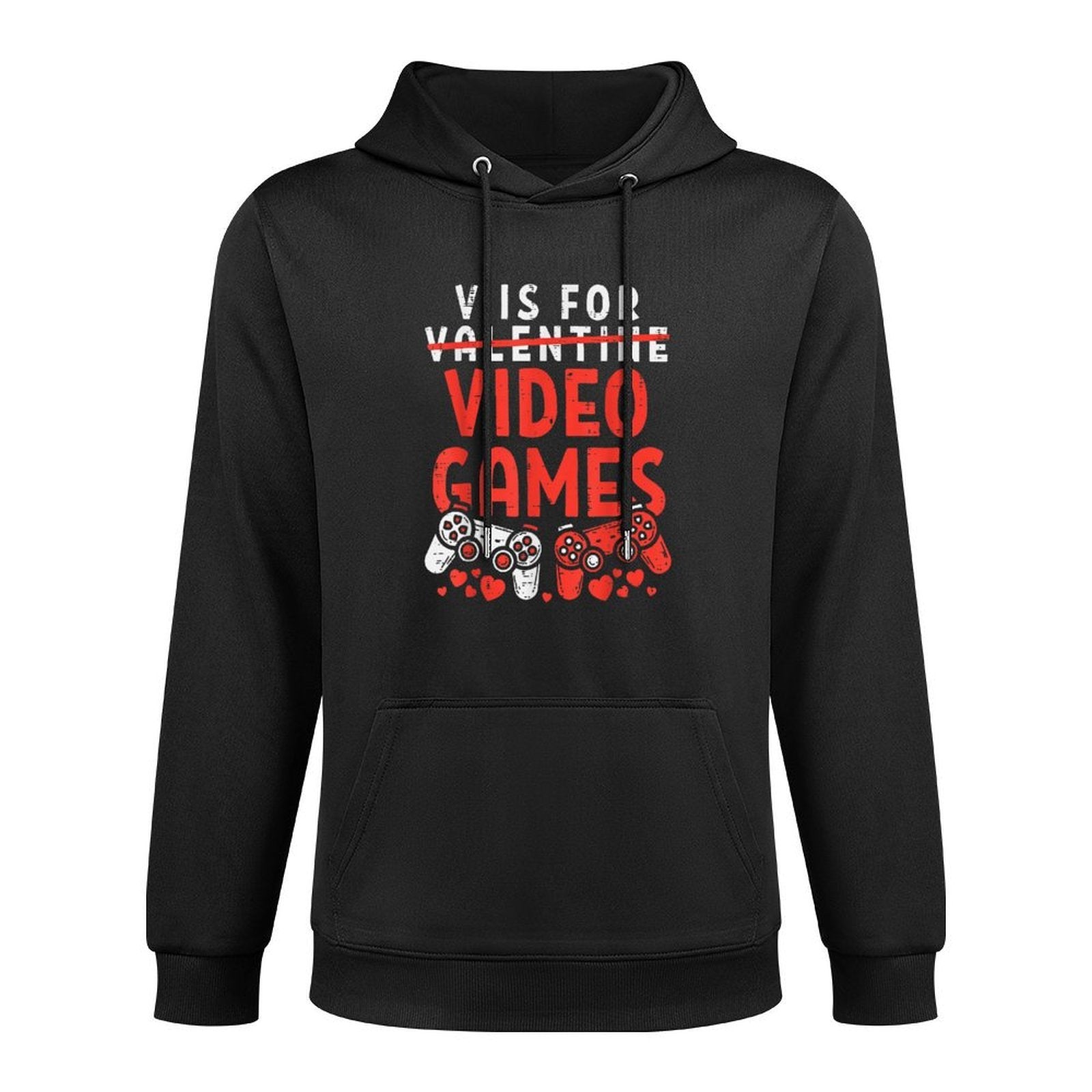 V Is For Video Games Funny Valentines Gamer Boy Men Kids Pilling-Resistant Hoodie