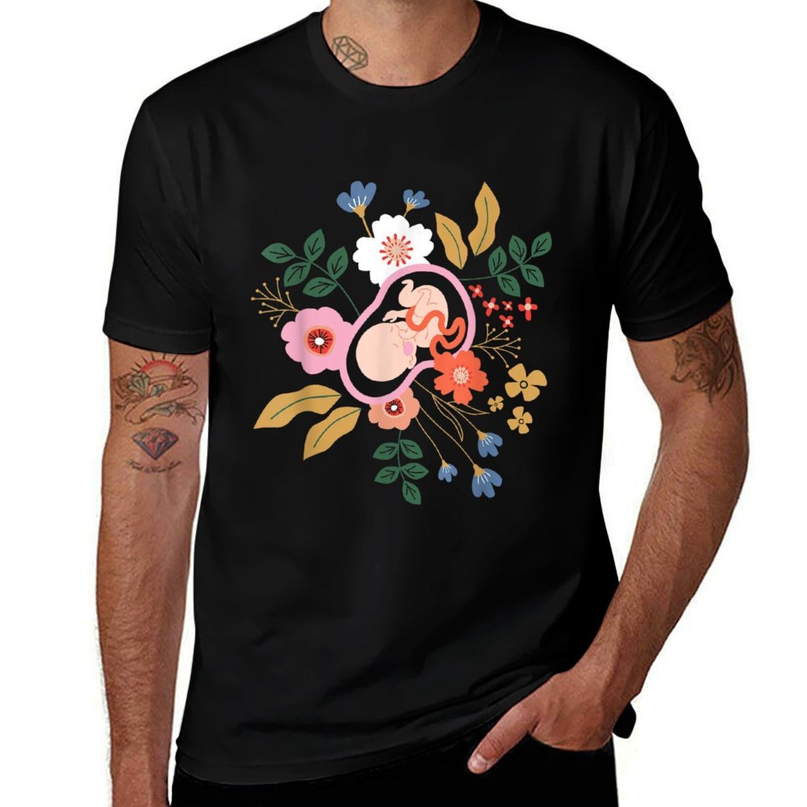 Floral Doula Midwifery - Midwives Childbirth Labor Assistant  Polyester Blend T-Shirt