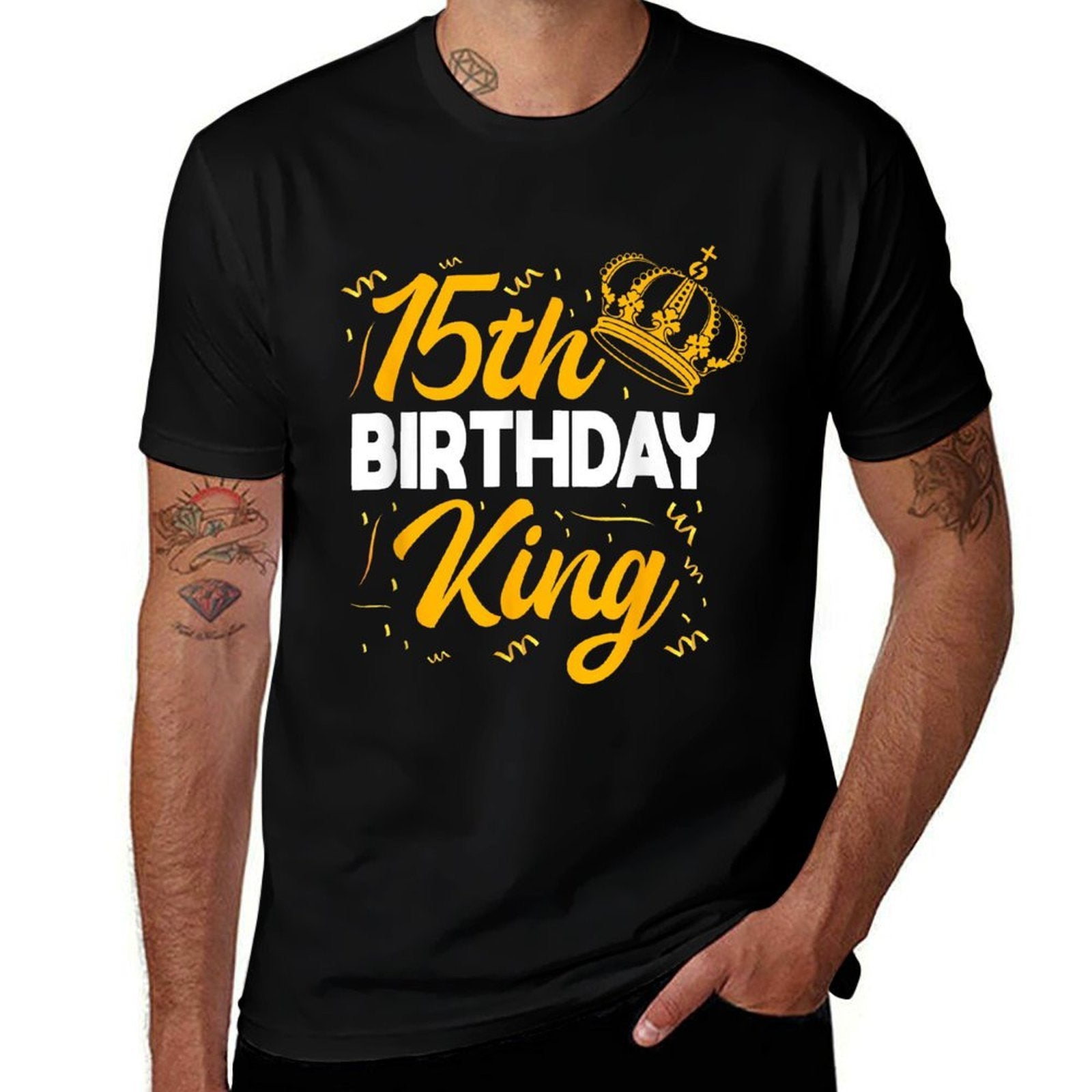 15th Birthday King Party Crown Bday Celebration  Cotton T-Shirt
