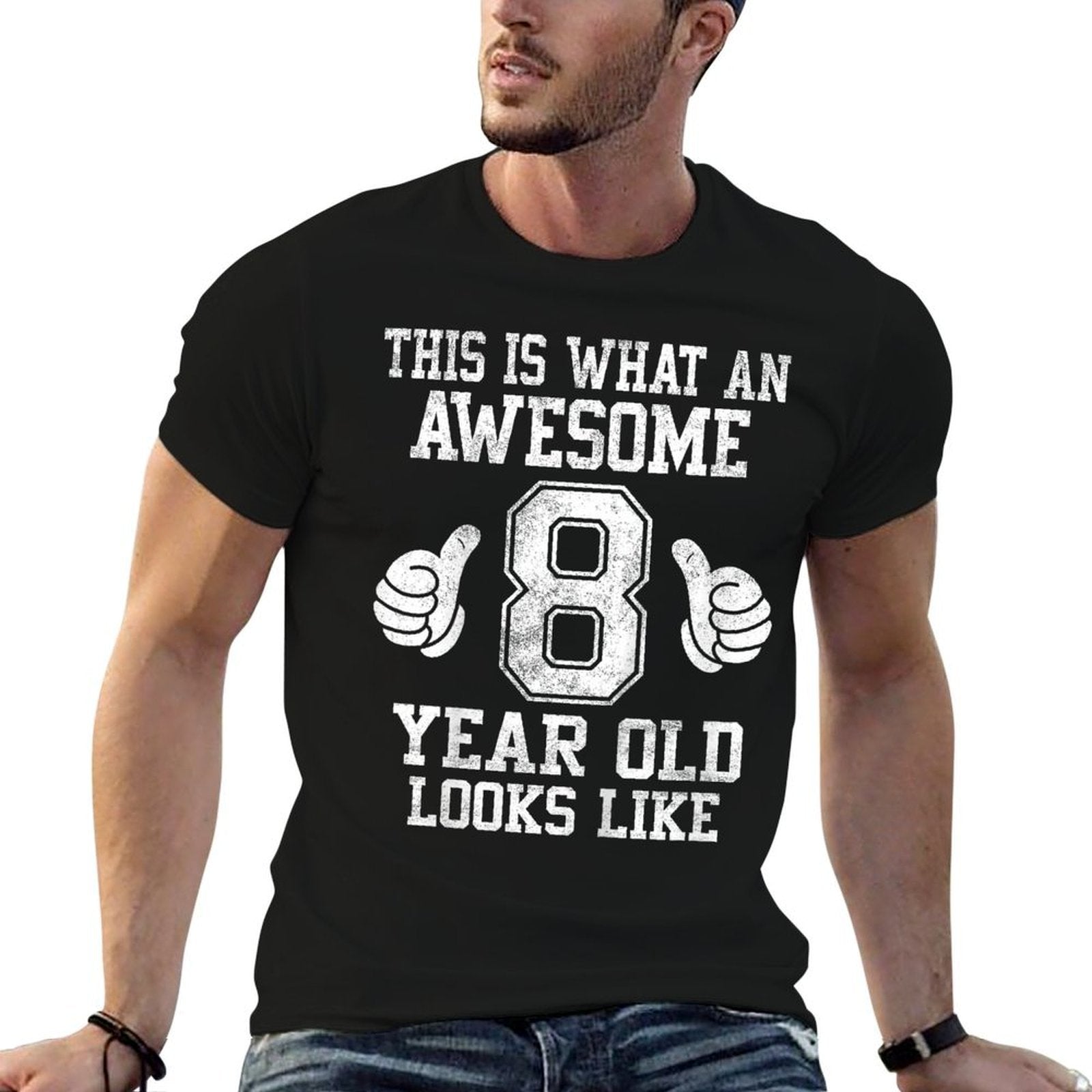 Kids This Is What An Awesome 8 Year Old Looks Like 8th Birthday  Heathered Texture T-Shirt