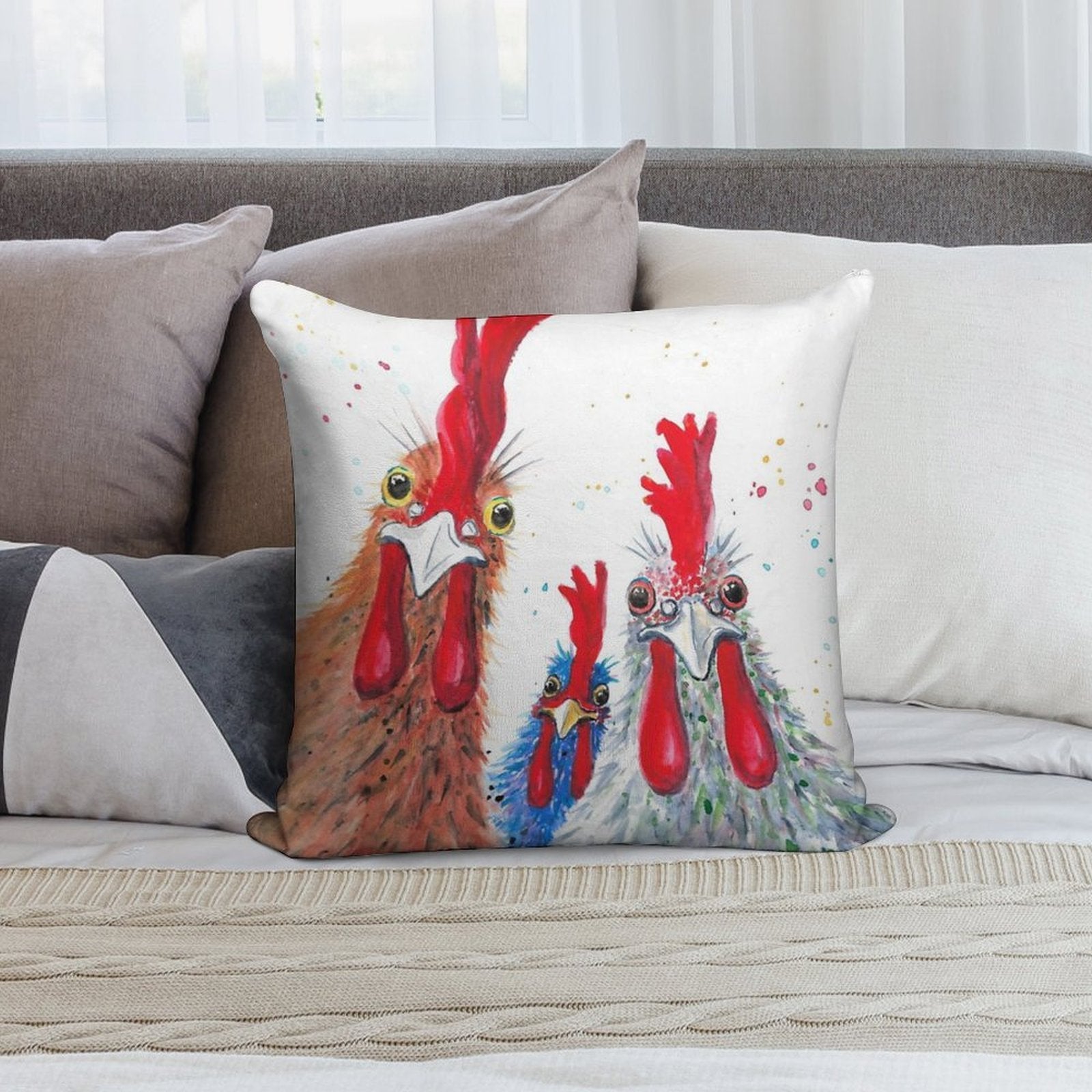 Chicken Ladies, Hen, Chicken, Rooster, Bird Soft Style Accent Throw Pillow