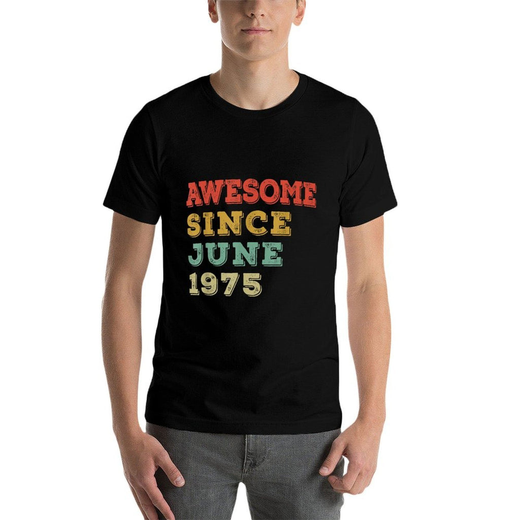 50 Years Old Awesome Since June 1975 50th Birthday Gifts  Ribbed Collar T-Shirt