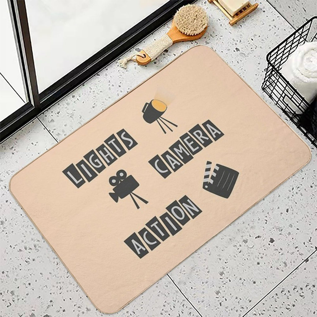 Lights Camera Action! Old Hollywood Movie  Easy To Clean Bath Mat