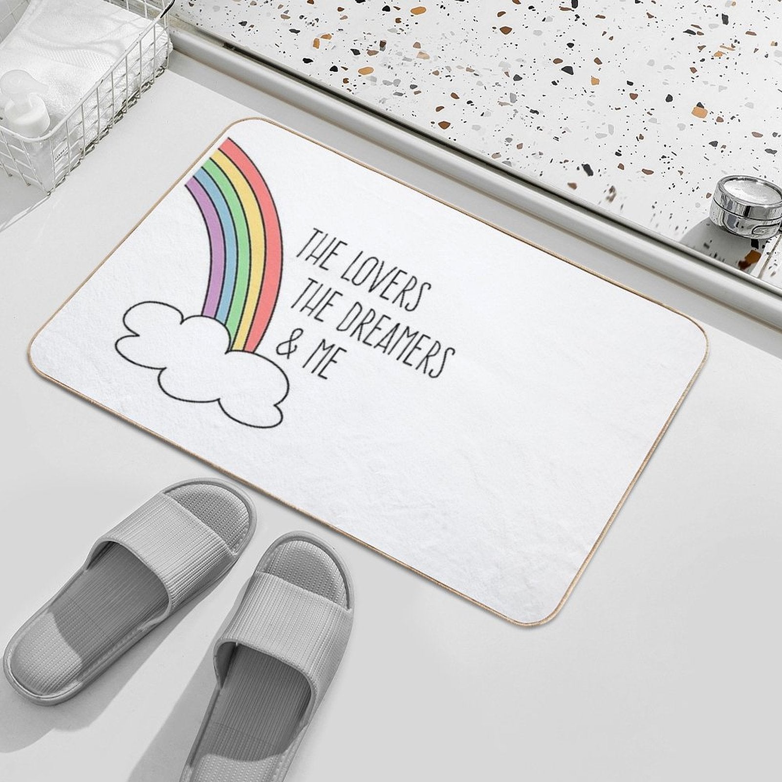 Rainbow Connection (black Text)  Repositionable Bath Mat