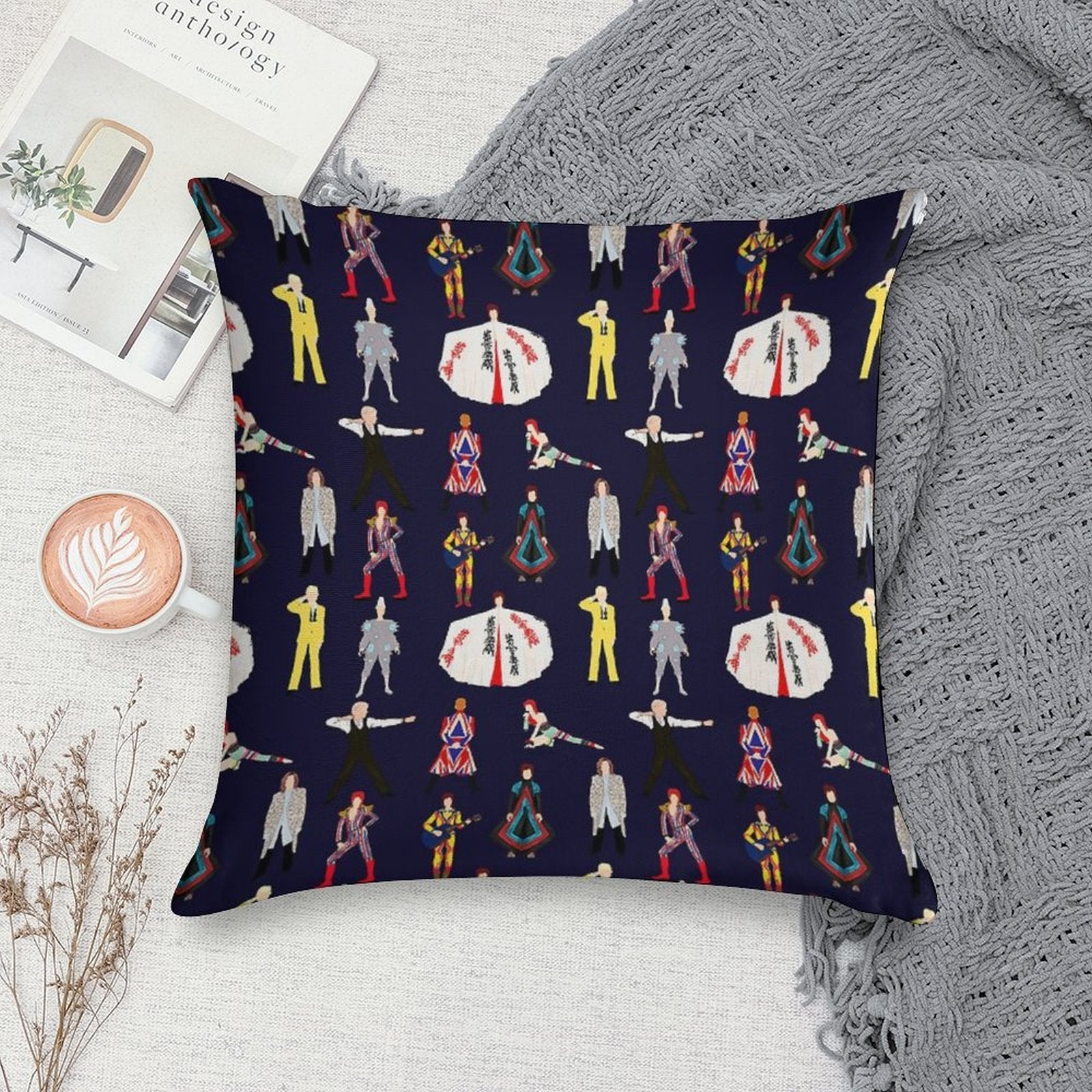 The Bowie Experience Line-up Soft Ultra-Soft Texture Throw Pillow