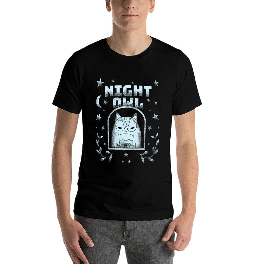 Womens Night Owl – Fun And Whimsical Nocturnal Men Women Kids  Ribbed Collar T-Shirt