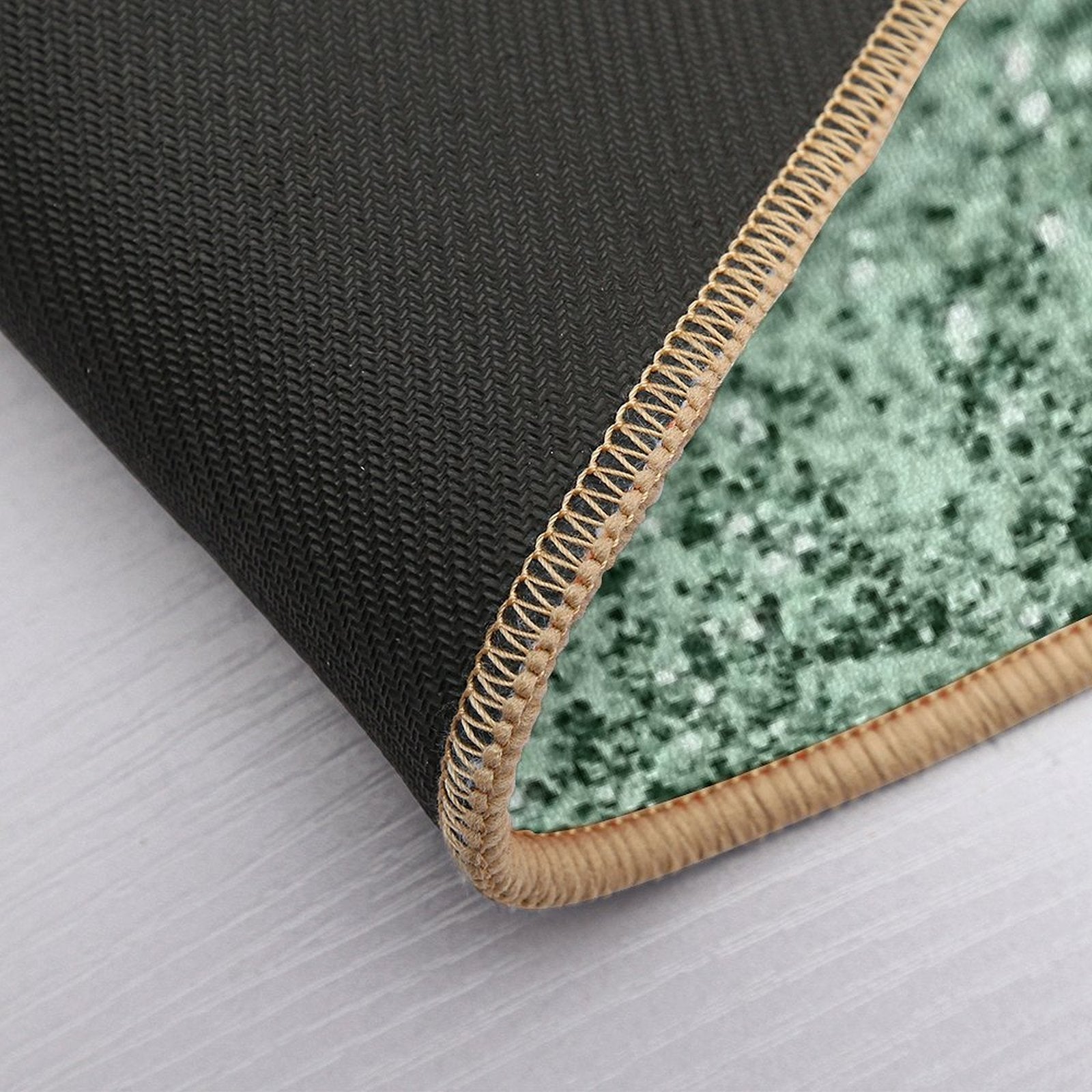 Silver Pastel Mint Green Ocean Glam #1 (Photo of Glitter Only - Not Reflective)  Long-Lasting Bath Mat