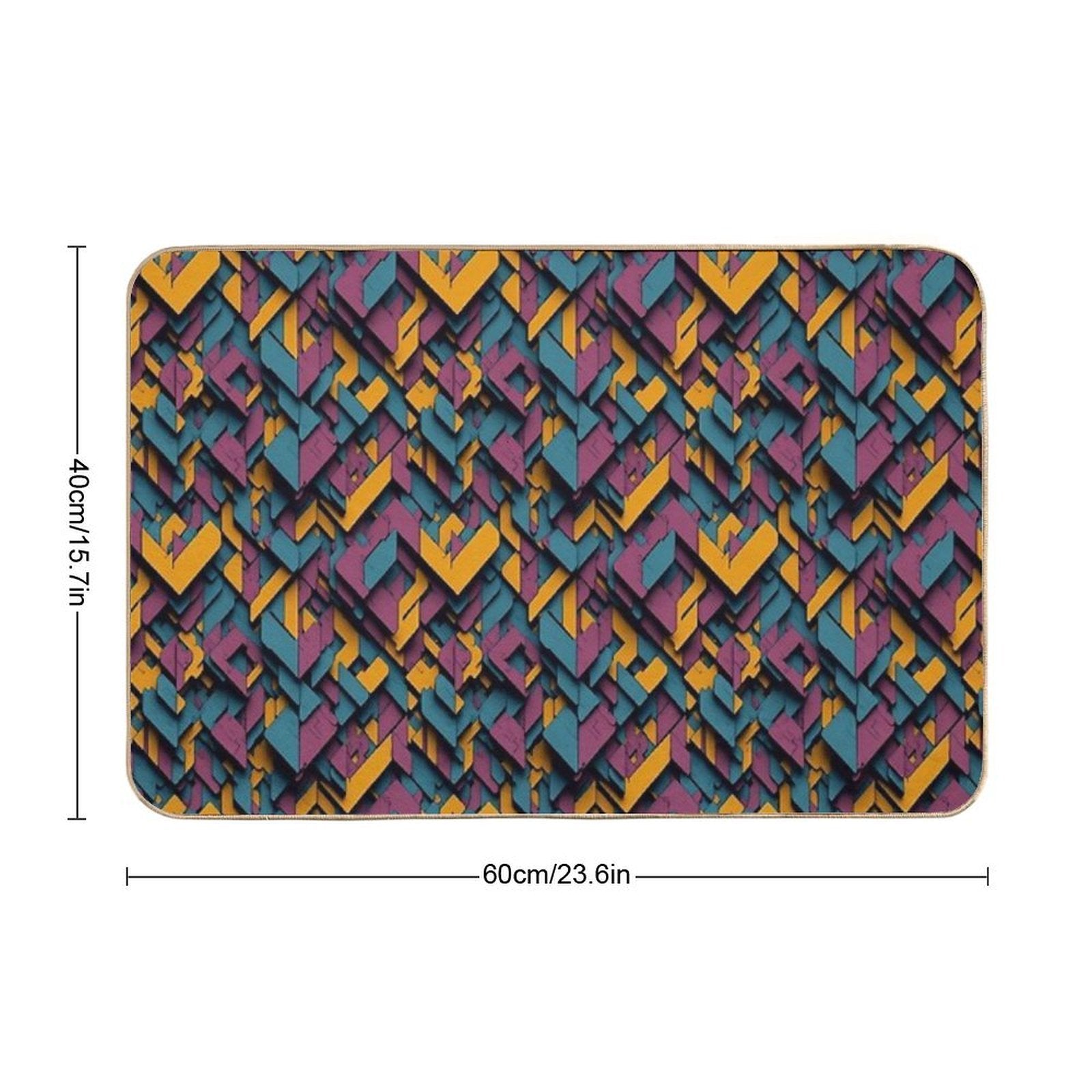 Retro-Inspired Geometric Blocks  Rapid-Drying Bath Mat