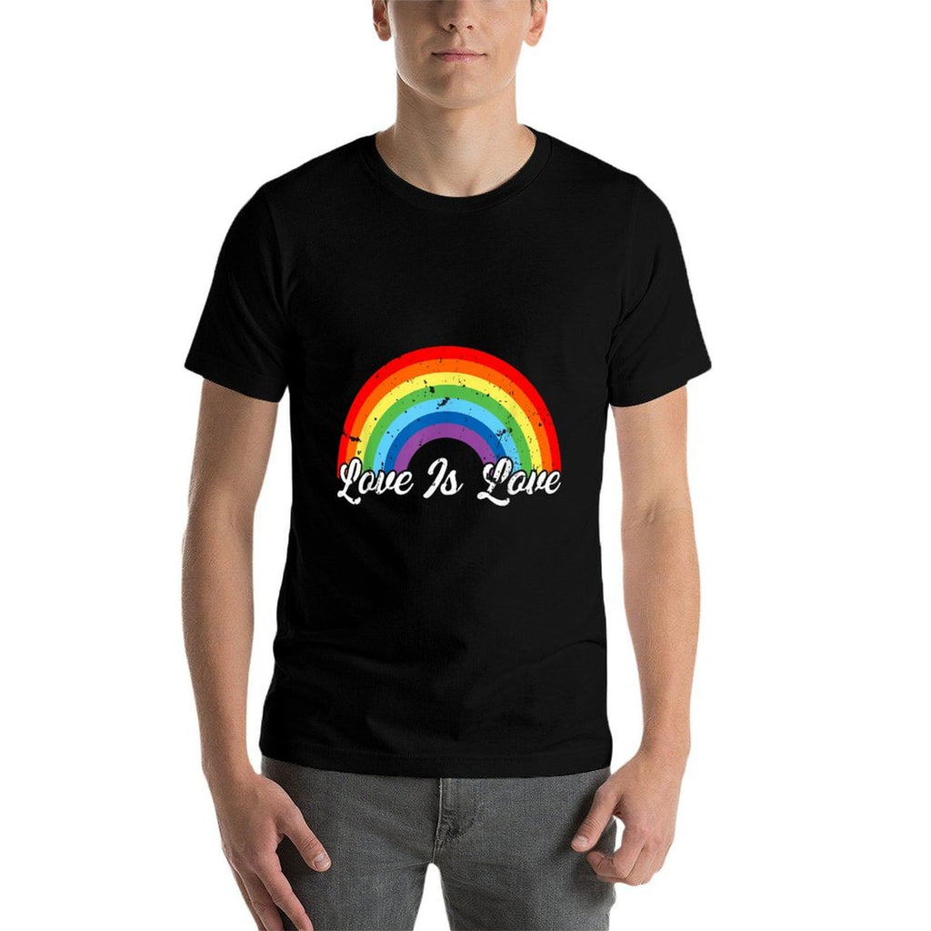 Gay Pride Vintage Rainbow LGBT Love Is Love  Relaxed-fit T-Shirt