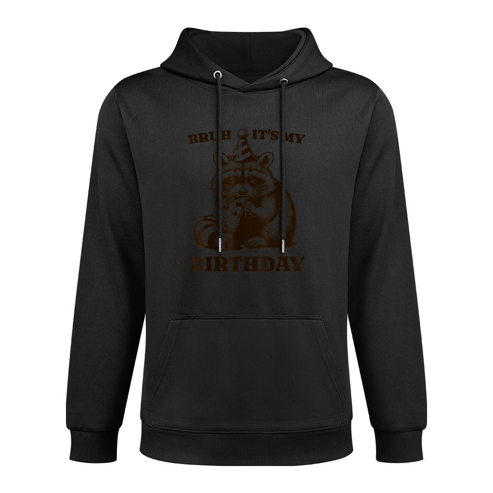 Bruh Its My Birthday Funny Raccoon Pizza Birthday Party Cotton-Polyester Blend Hoodie