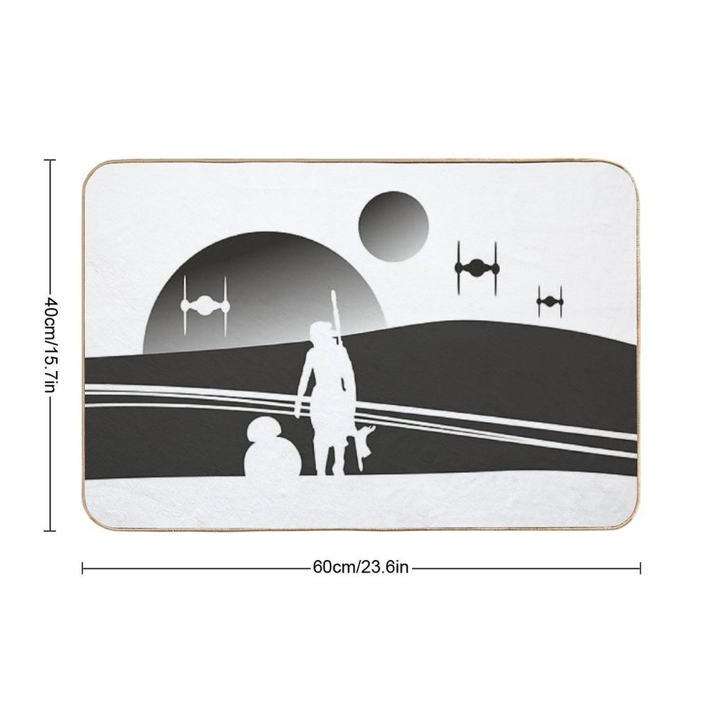 TATOOINE SUNSET BLACK  Fade-Resistant Bath Mat