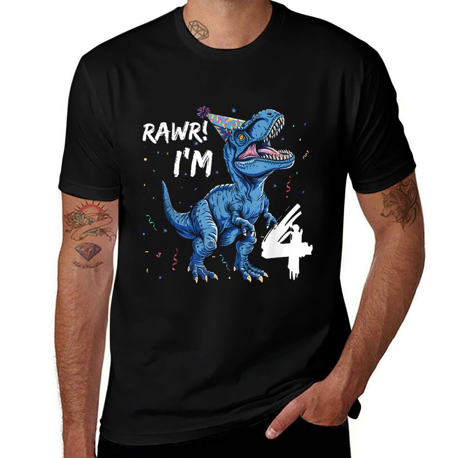 Rawr I'm 4 T Rex Dinosaur Birthday for Boys  Stretchy T-Shirt