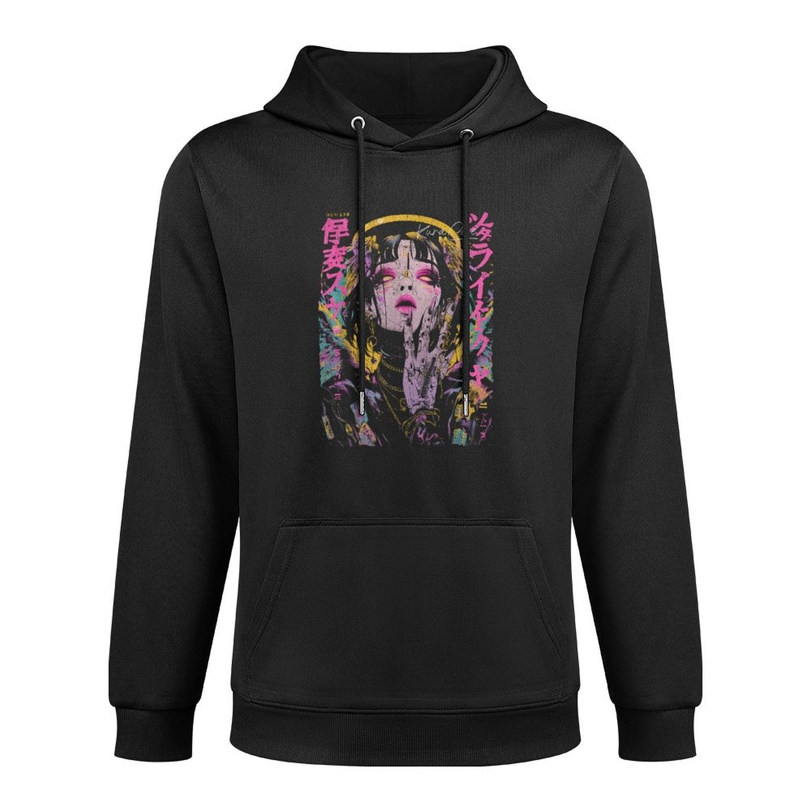 Japanese Streetwear Cyberpunk Angel Y2K Techwear Manga Anime Breathable Fabric Hoodie