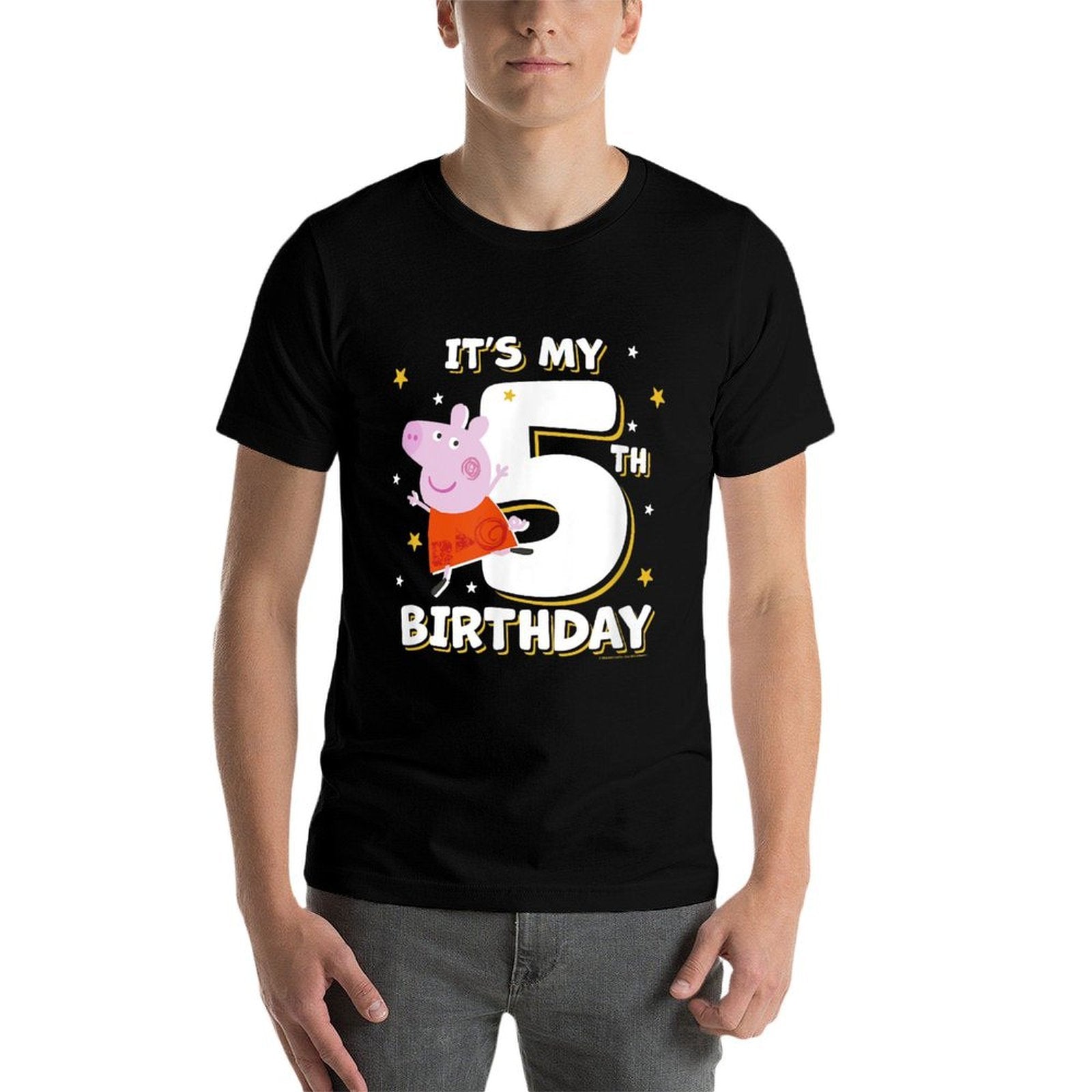 Peppa Pig It's My 5th Birthday Holiday Stars Celebration  Polyester Blend T-Shirt