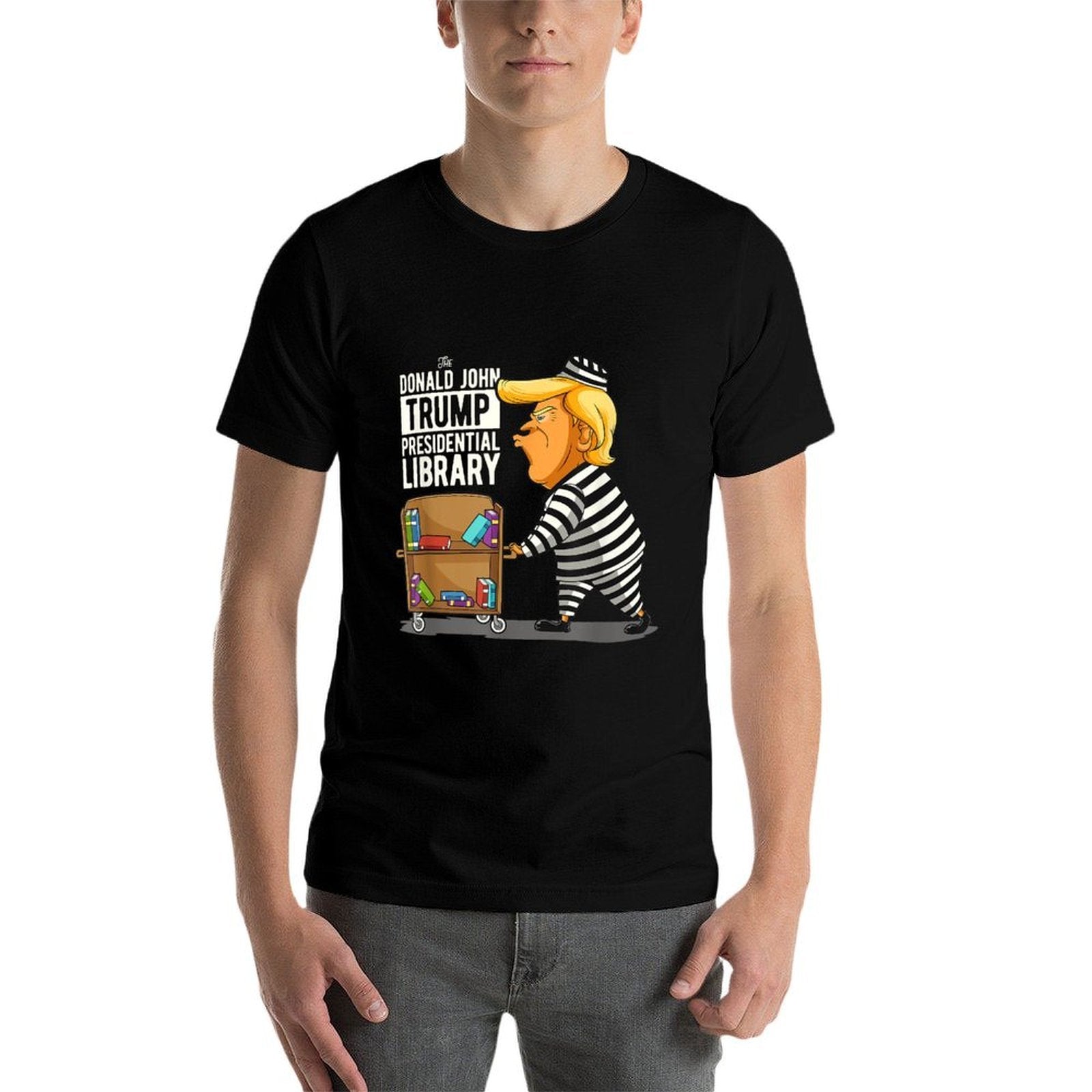 Prison Trump Presidential Library Funny Anti Trump  Wrinkle-resistant T-Shirt