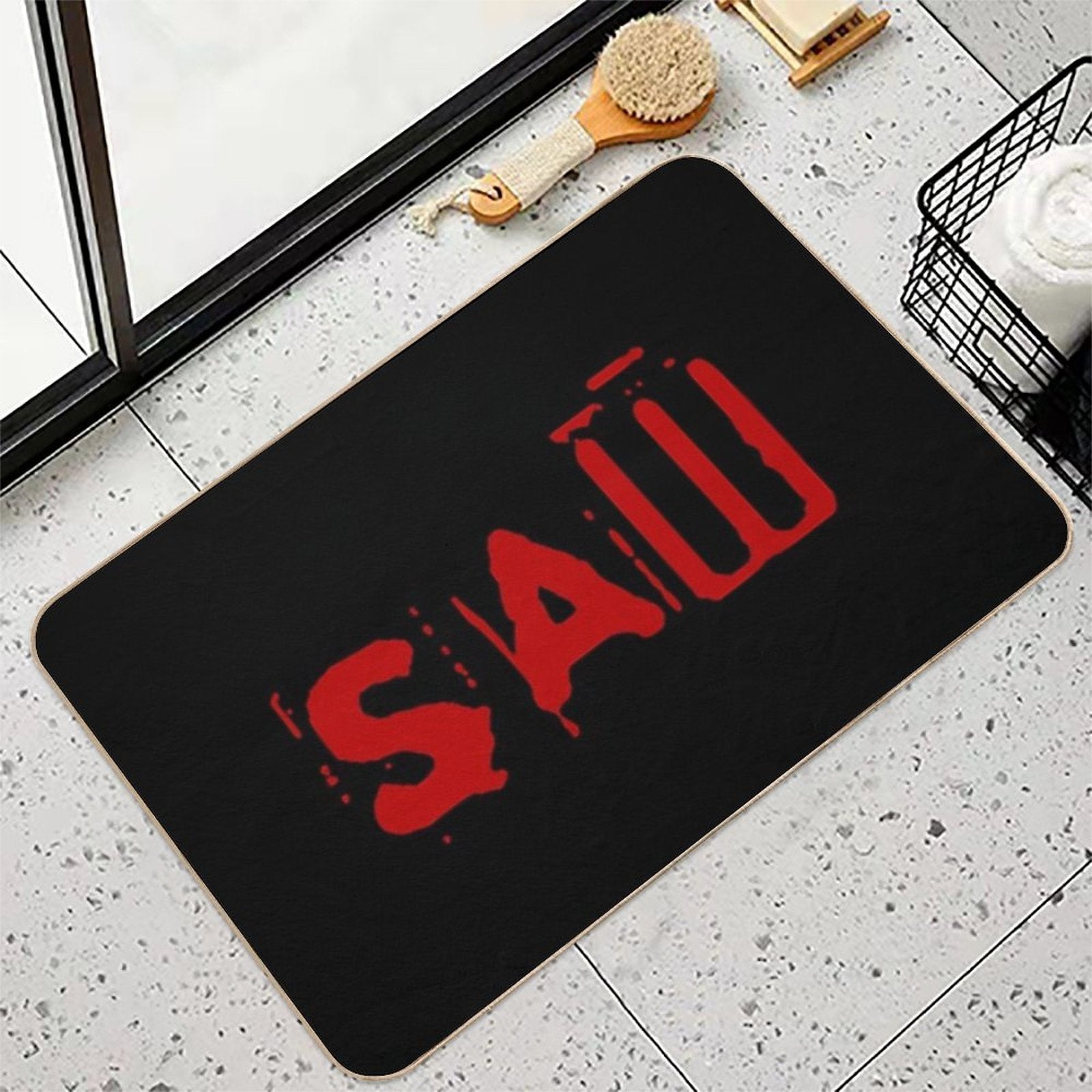 Saw Movie Logo Horror  Repositionable Bath Mat