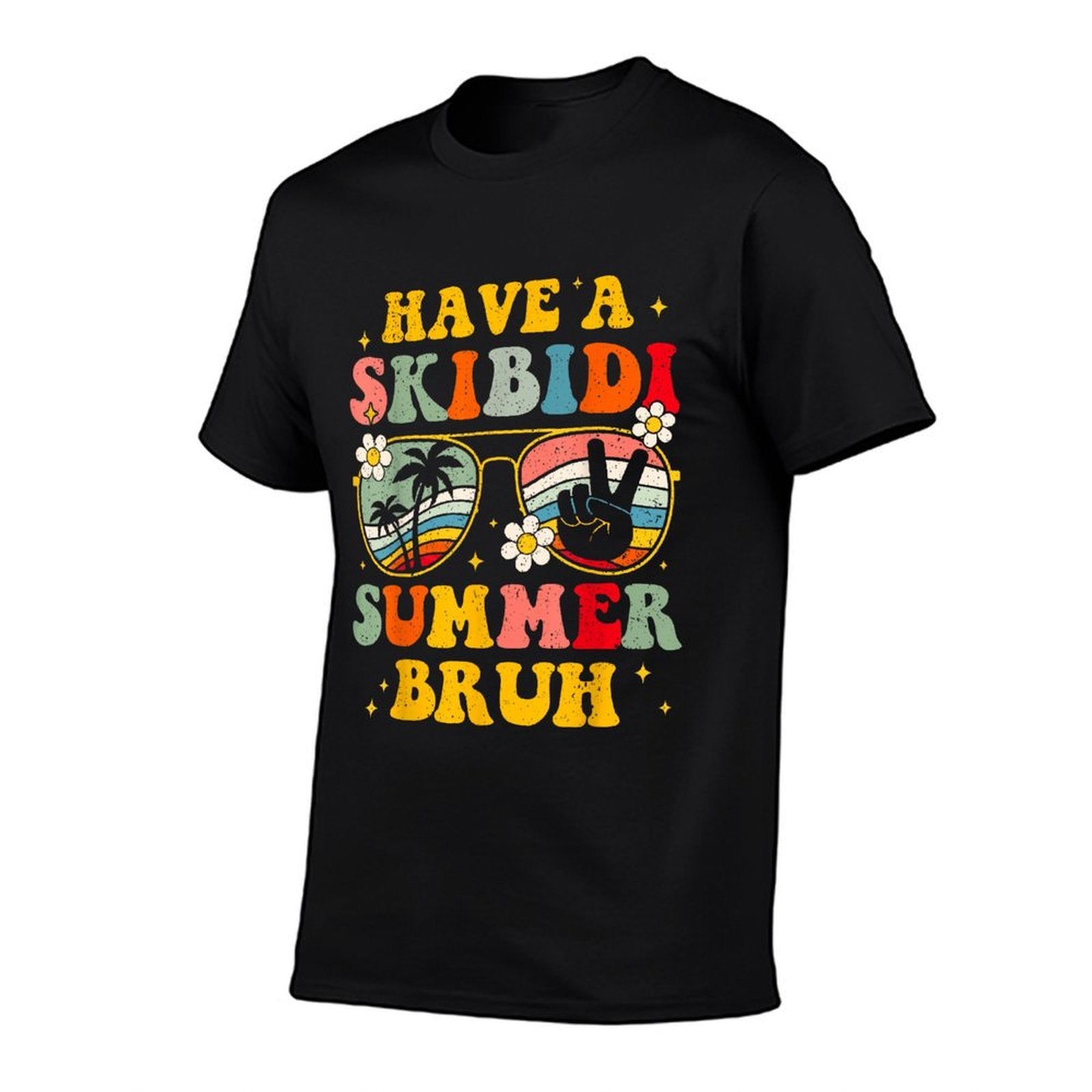 Retro Have A Skibidi Summer Bruh Last Day Of School  Ribbed Collar T-Shirt