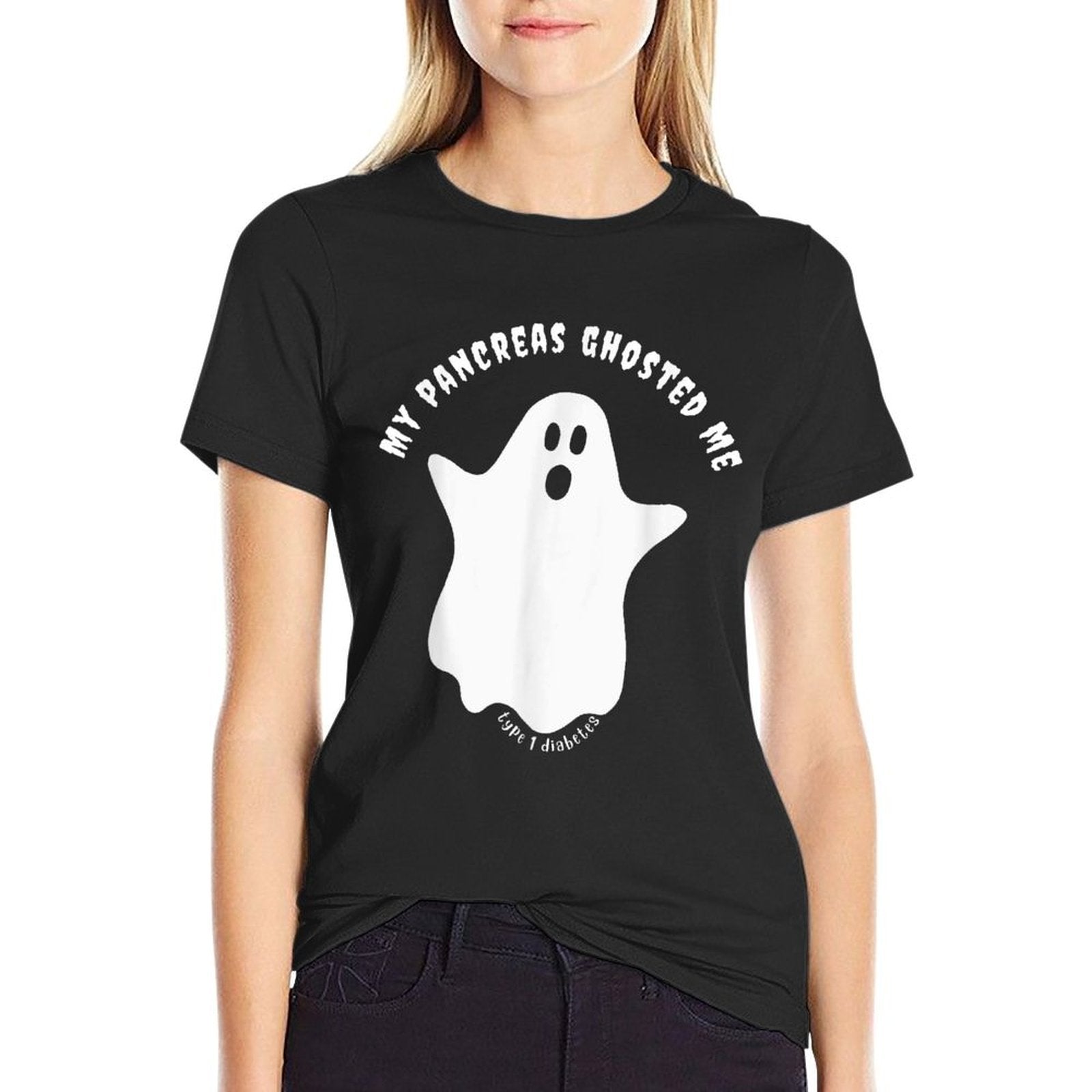 Halloween My Pancreas Ghosted Me, Type 1 Diabetes  Rolled Sleeves T-Shirt