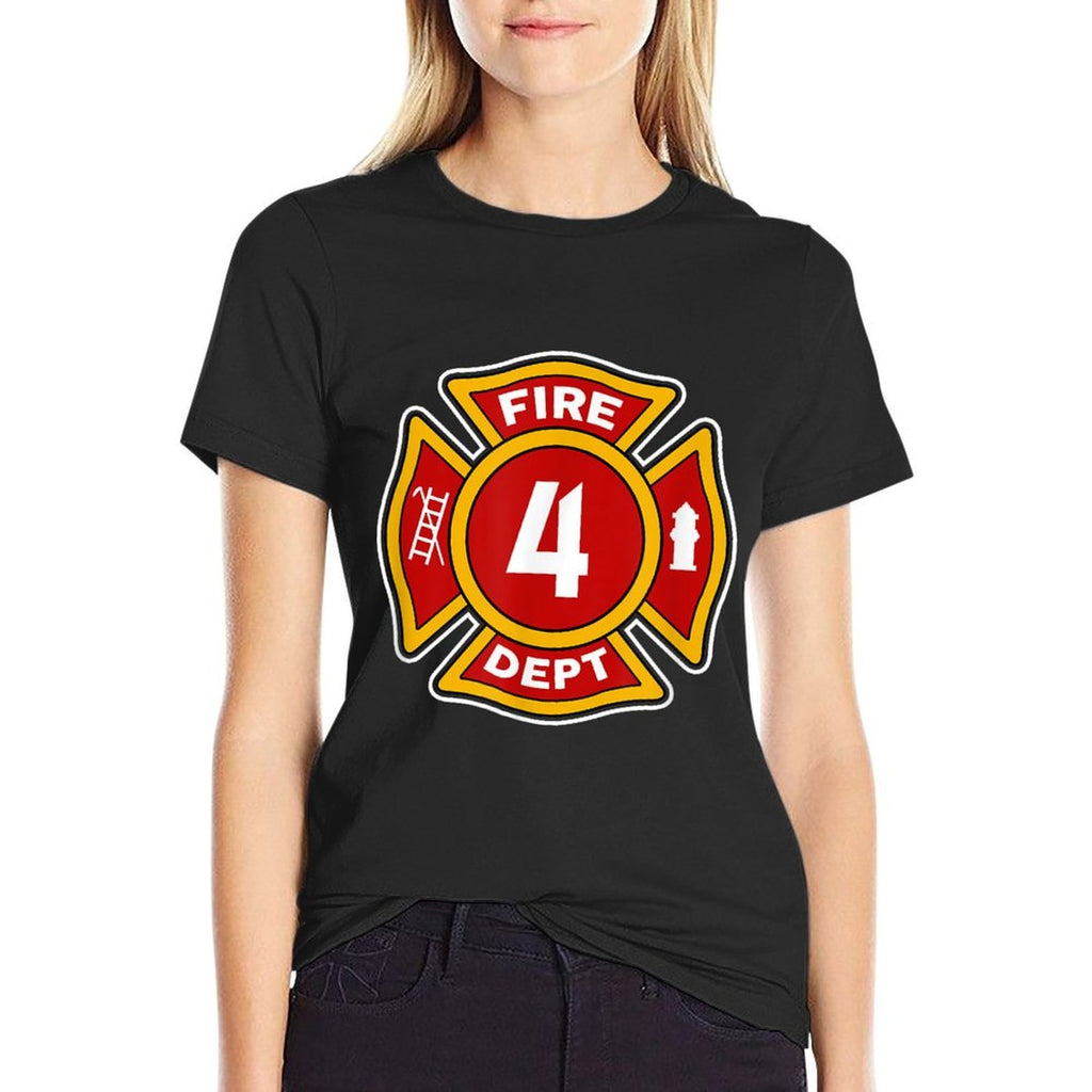 Fire 4 Dept  Firefighter Hero 4th Birthday Boys Gift  Soft T-Shirt