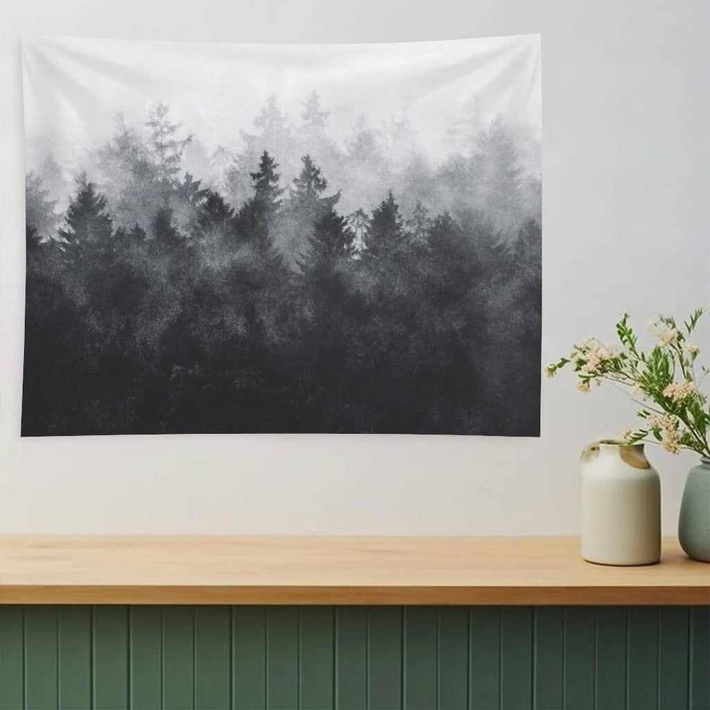 The Heart Of My Heart  Midwinter Blues Gothic Ravencore Forest With Cascadia Trees Covered In Magic Fog Tapestry