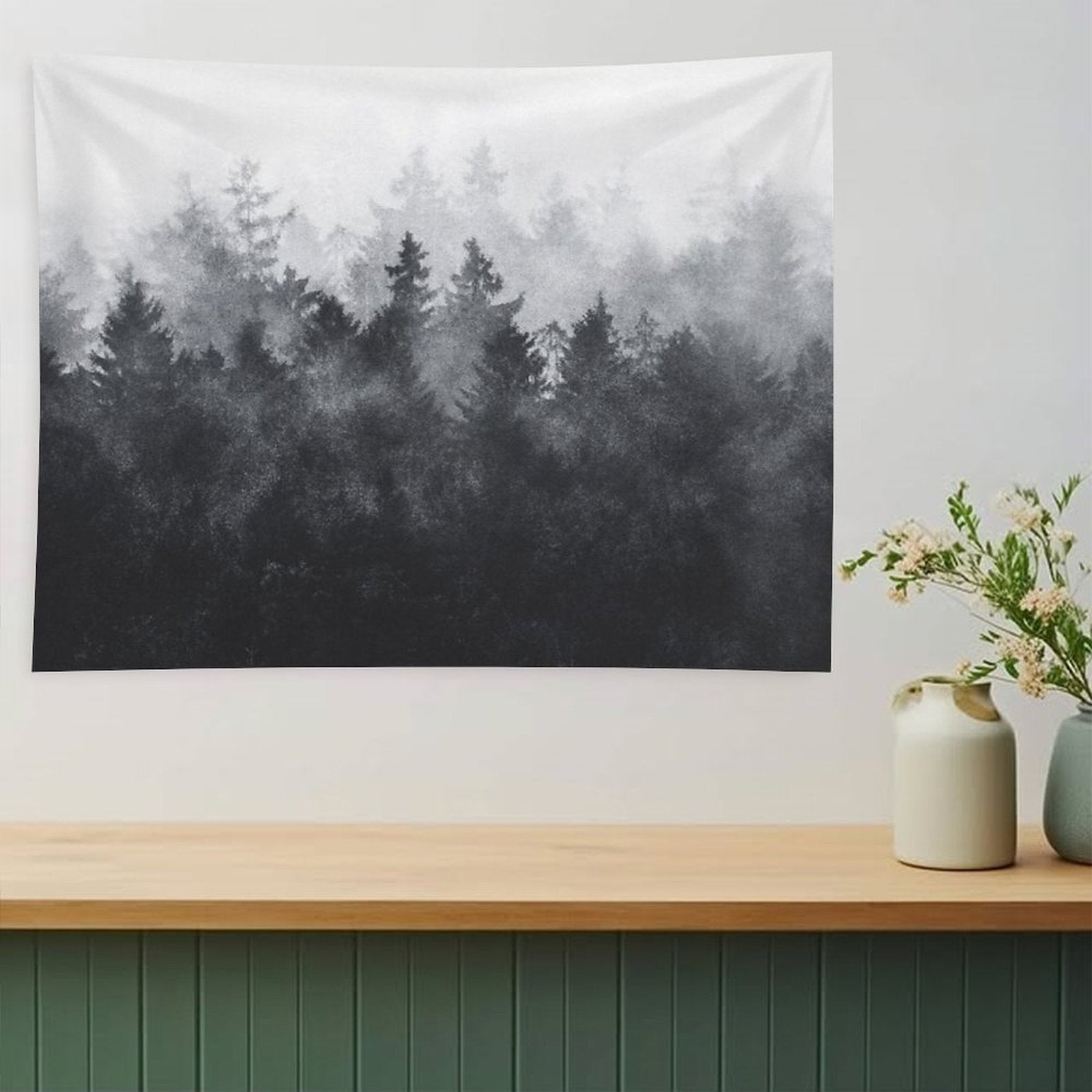 The Heart Of My Heart  Midwinter Blues Gothic Ravencore Forest With Cascadia Trees Covered In Magic Fog Tapestry