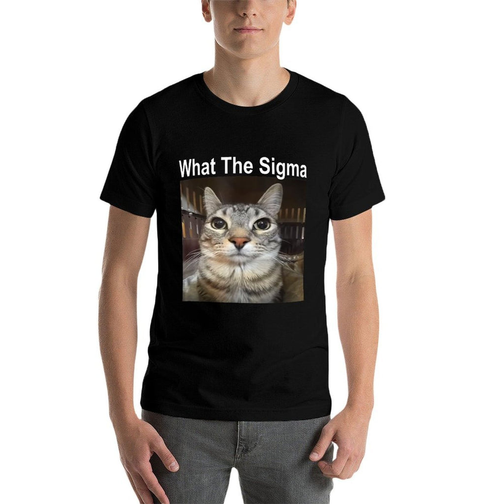 Funny Meme Cat What The Sigma Cute Cat Meme Quote for Men Women Kids  Wrinkle-resistant T-Shirt