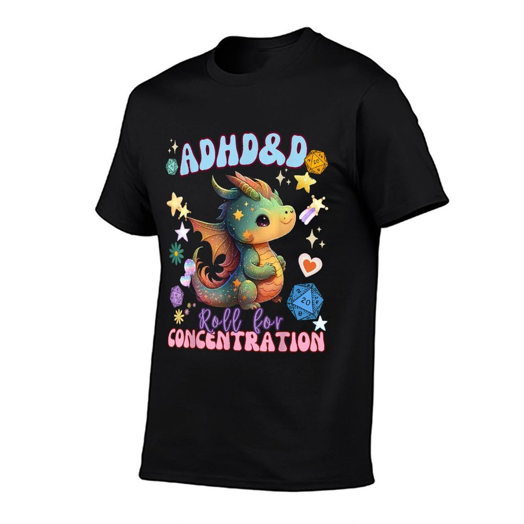 ADHDD Roll For Concentration Cute Watercolor Dragon  Durable T-Shirt
