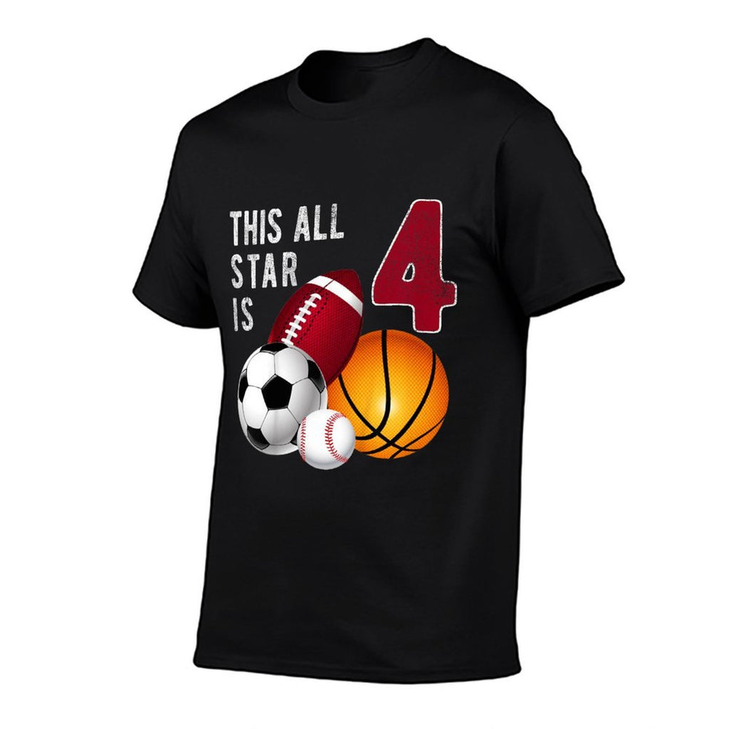 Kids This All Star Is 4 Years Old Gift For Kids Birthday  Rolled Sleeves T-Shirt
