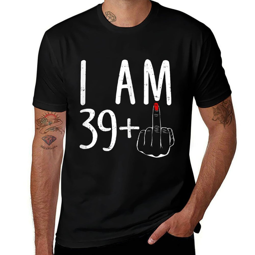 I Am 39 Plus 1 Middle Finger Funny 40th Birthday For Women  Trendy Pattern T-Shirt