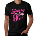 9th Birthday Girl Crown 9 Years Old Bday  Trendy Pattern T-Shirt