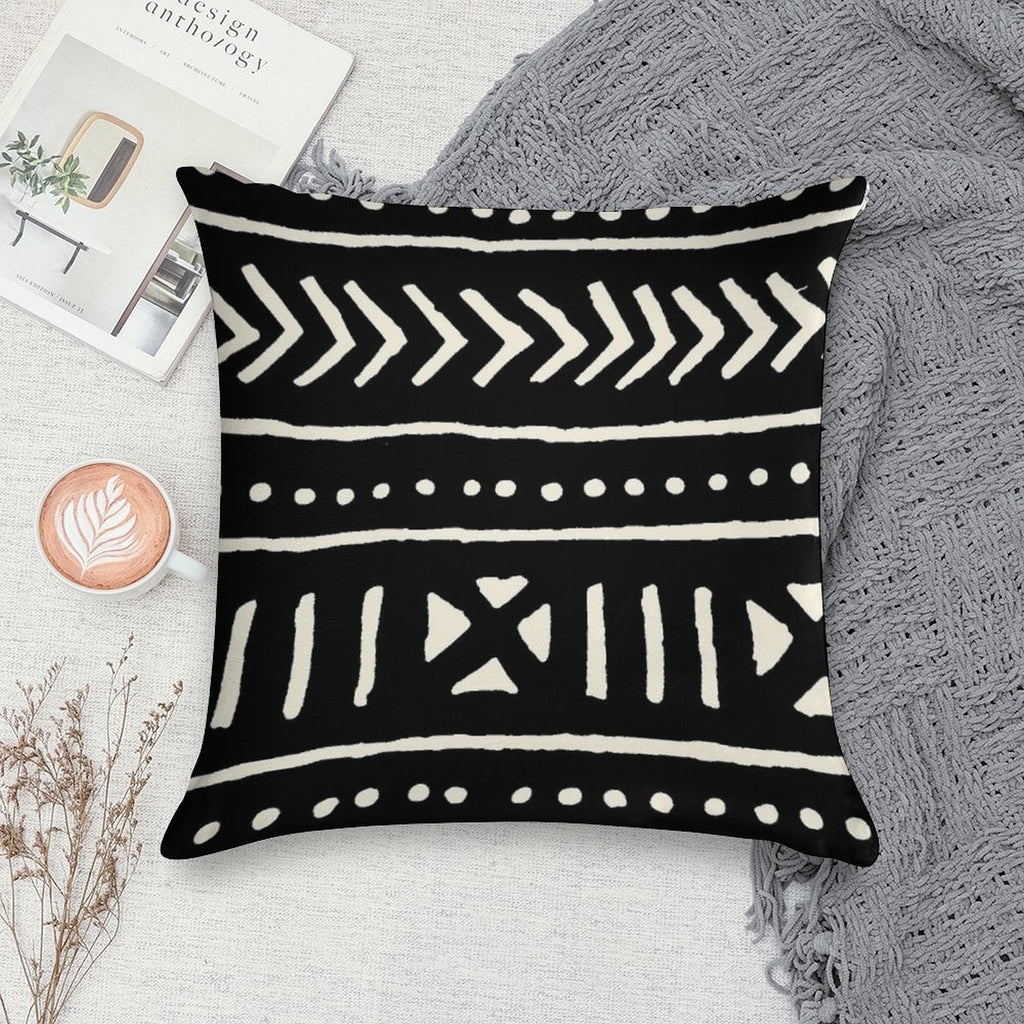 African Mud Cloth Black And White Soft Ultra-Soft Texture Throw Pillow