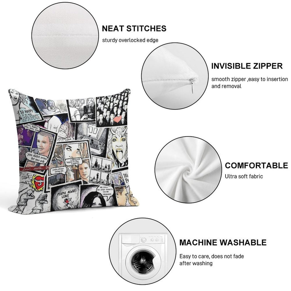 Peyton's Artwork Collage Soft Reinforced Edging Throw Pillow