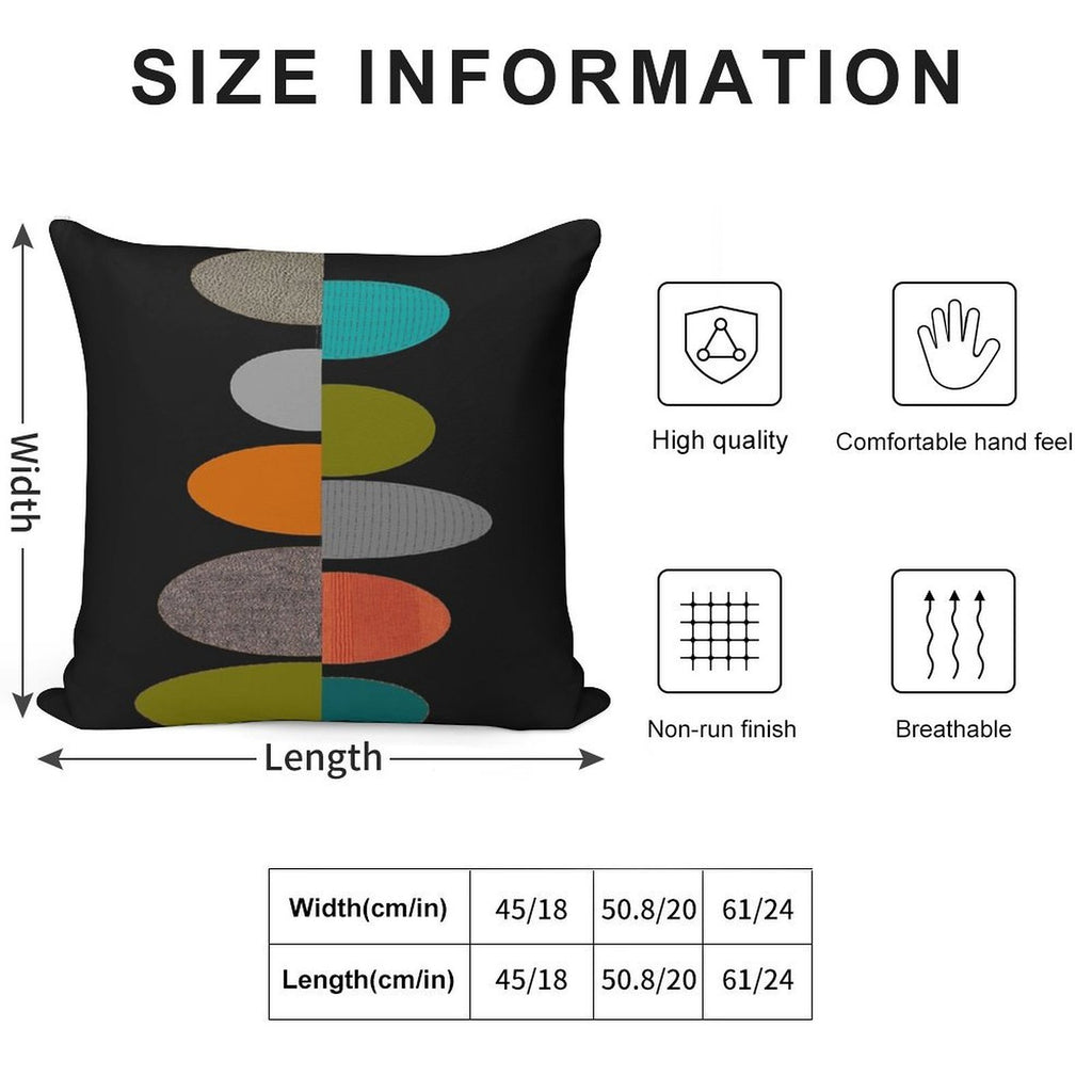 Mid-Century Modern Ovals Soft Short Plush Fabric Throw Pillow