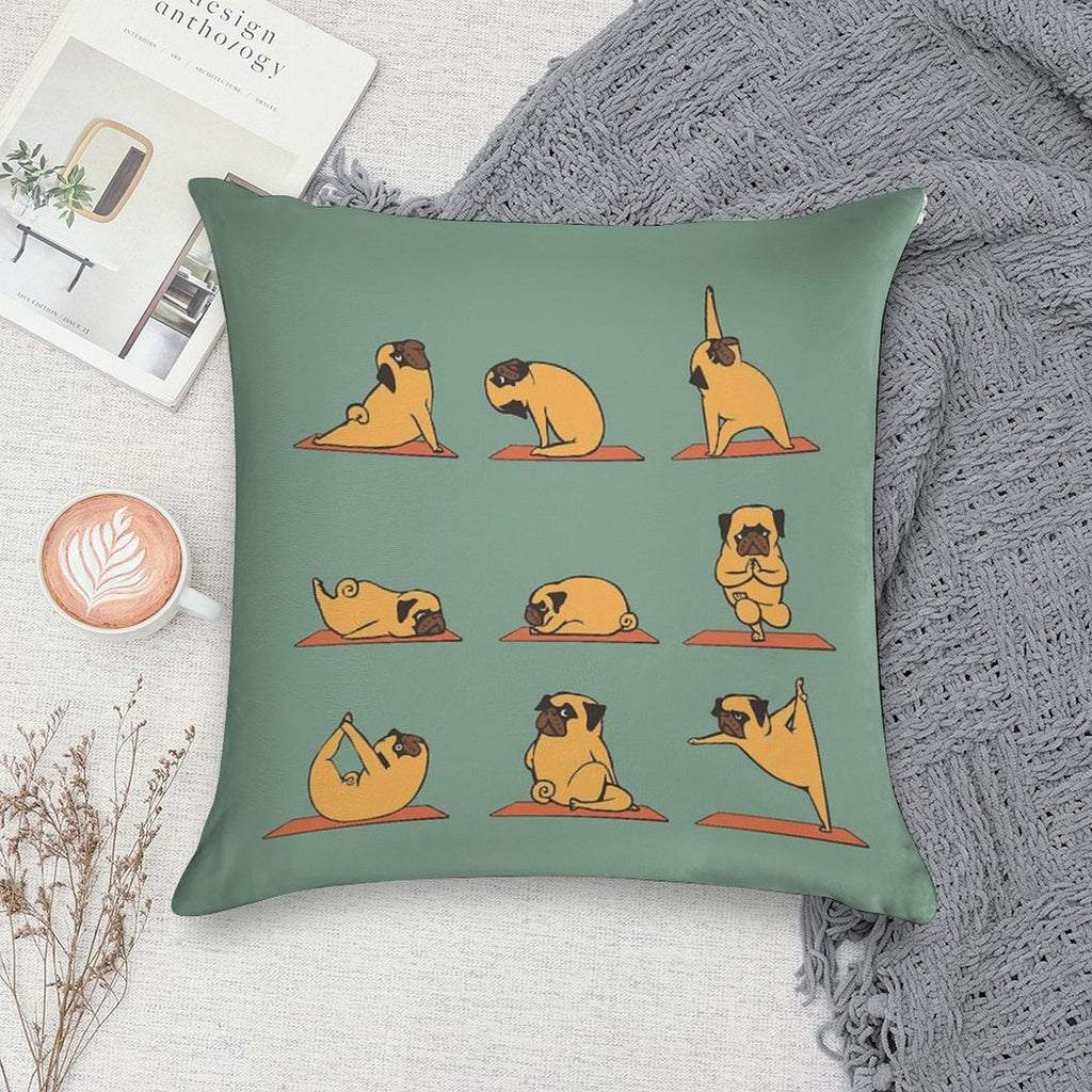 Pug Yoga Soft Easy Maintenance Throw Pillow
